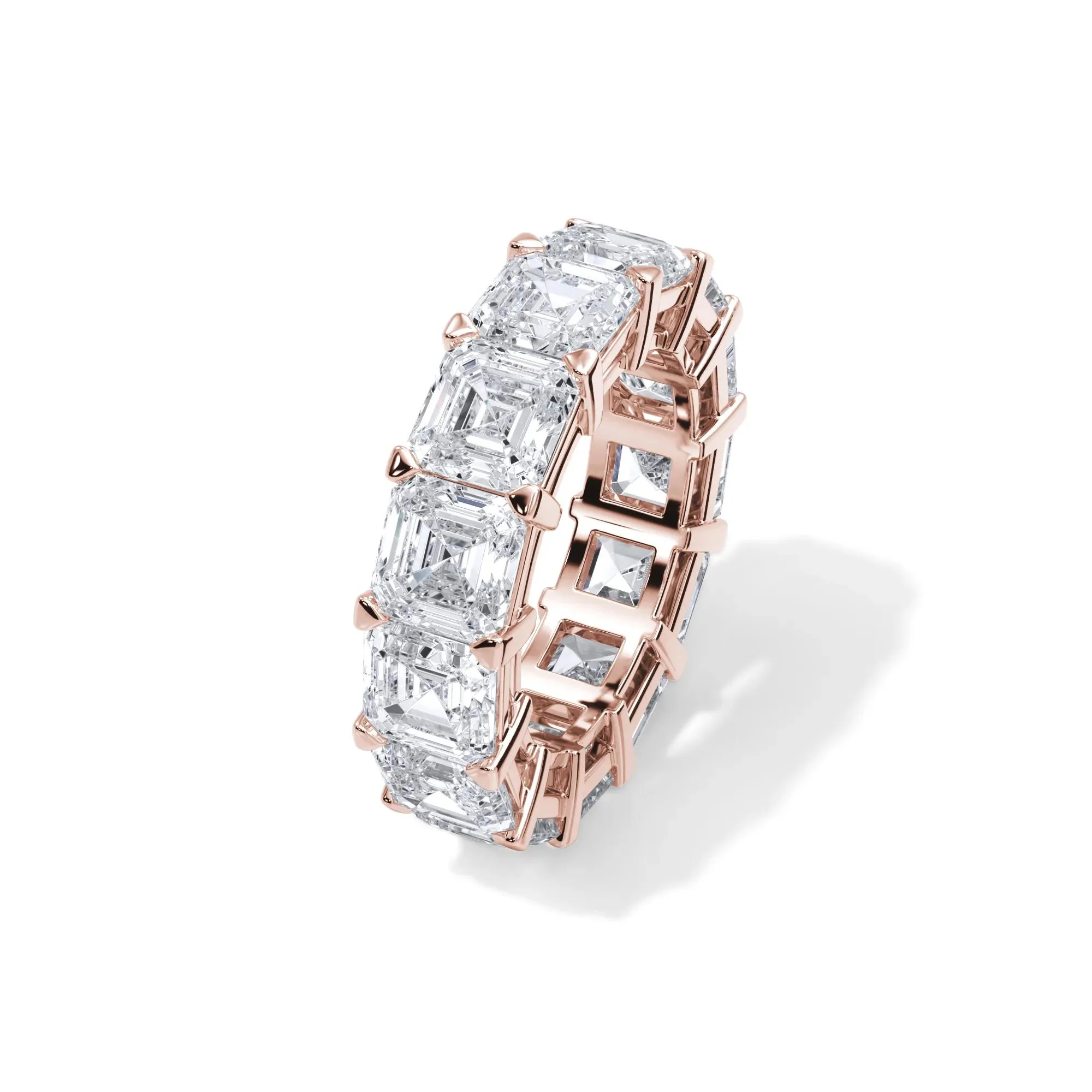 13 CT. Tw. Lab Grown Diamond Asscher-Cut Eternity Band Ring 18K Rose Gold Size 4.5 3mm - Image 4