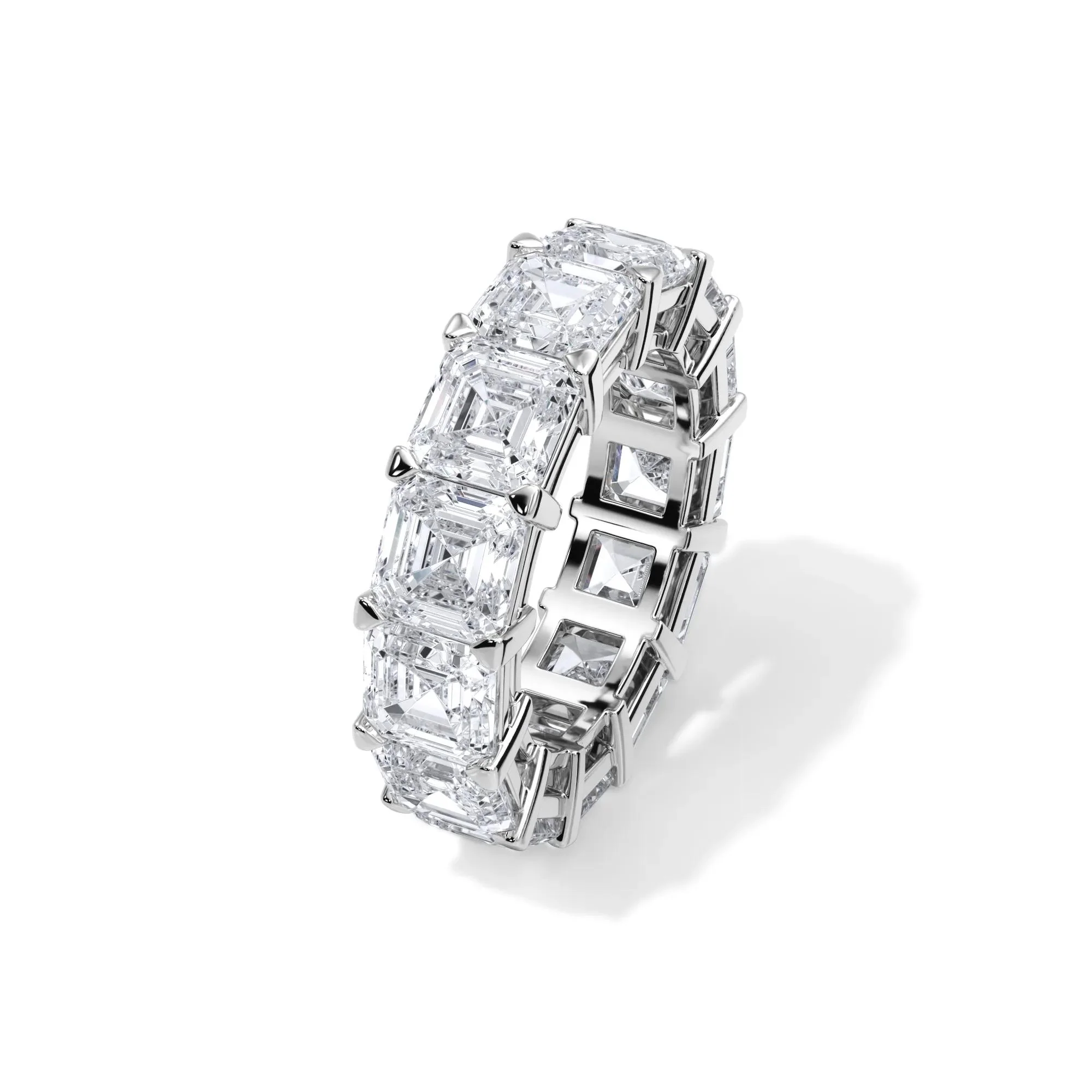 13 CT. Tw. Lab Grown Diamond Asscher-Cut Eternity Band Ring 18K White Gold Size 6.5 3mm - Image 4