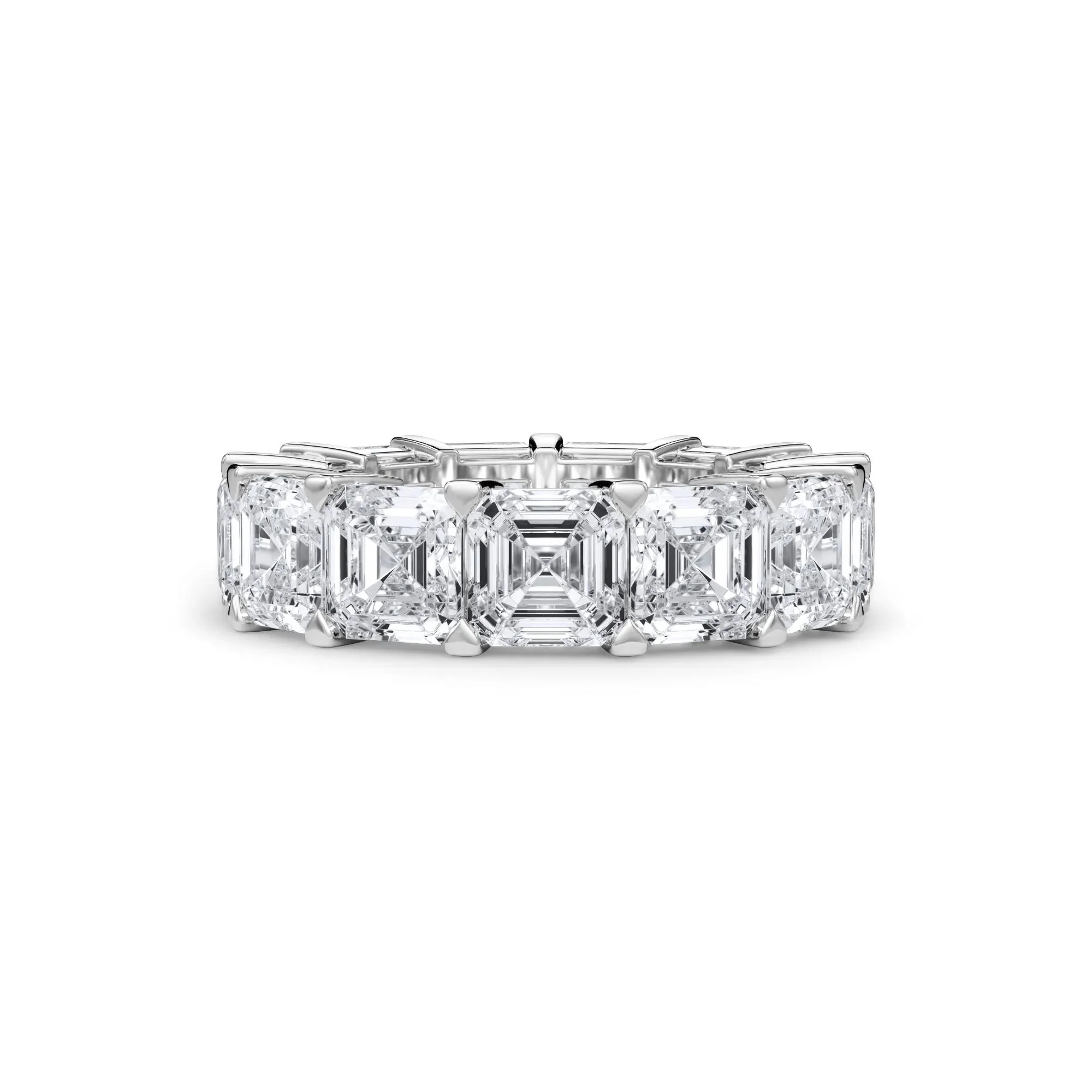13 CT. Tw. Lab Grown Diamond Asscher-Cut Eternity Band Ring 18K White Gold Size 7.5 3mm