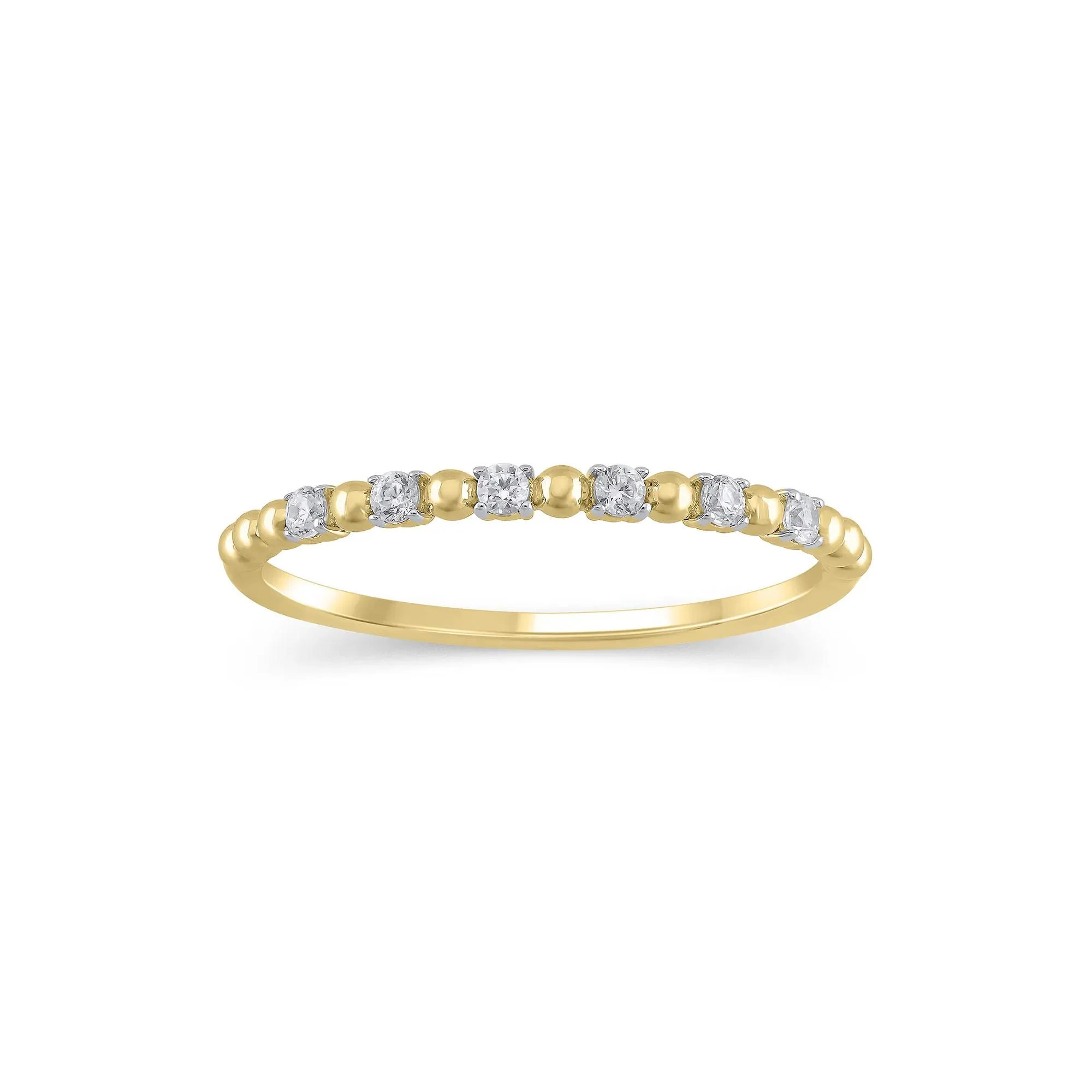 1/10 CT. Tw. Lab Grown Diamond Round Stacking Ring 10K Yellow Gold Size 7 1.5mm