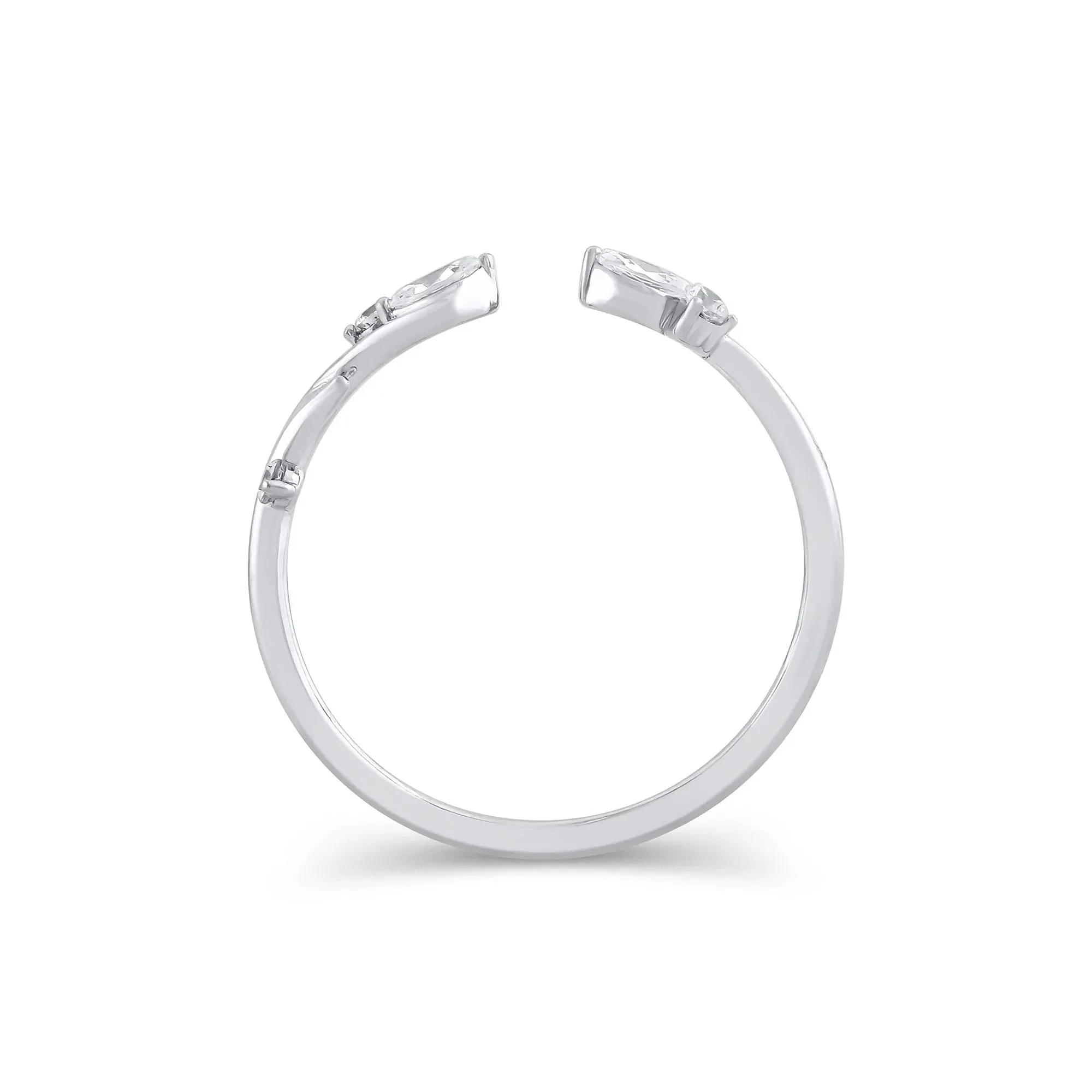 1/7 CT. Tw. Lab Grown Diamond Round & Marquise Open Stacking Ring 14K White Gold Size 5 4mm - Image 2