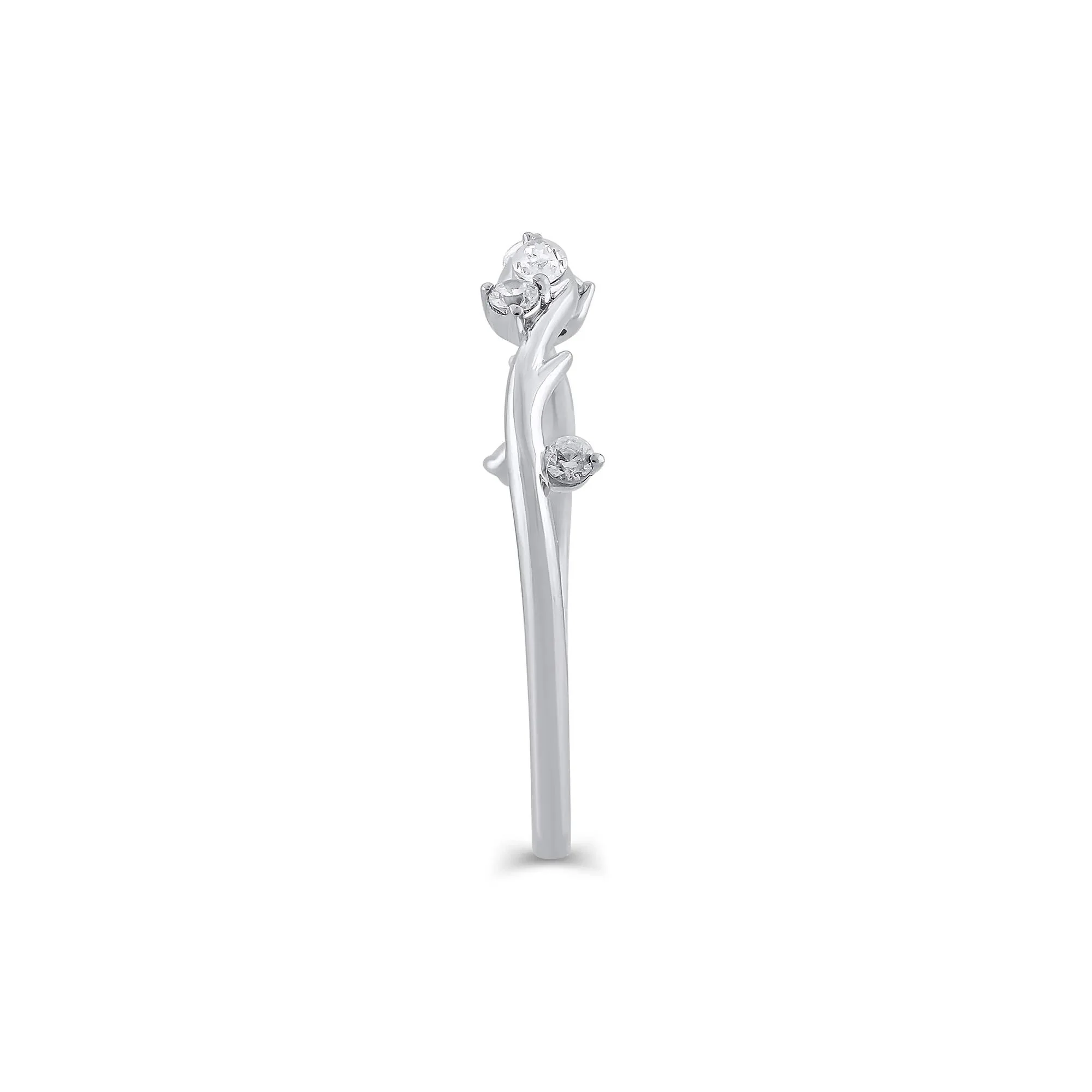 1/7 CT. Tw. Lab Grown Diamond Round & Marquise Open Stacking Ring 14K White Gold Size 9.5 4mm - Image 3
