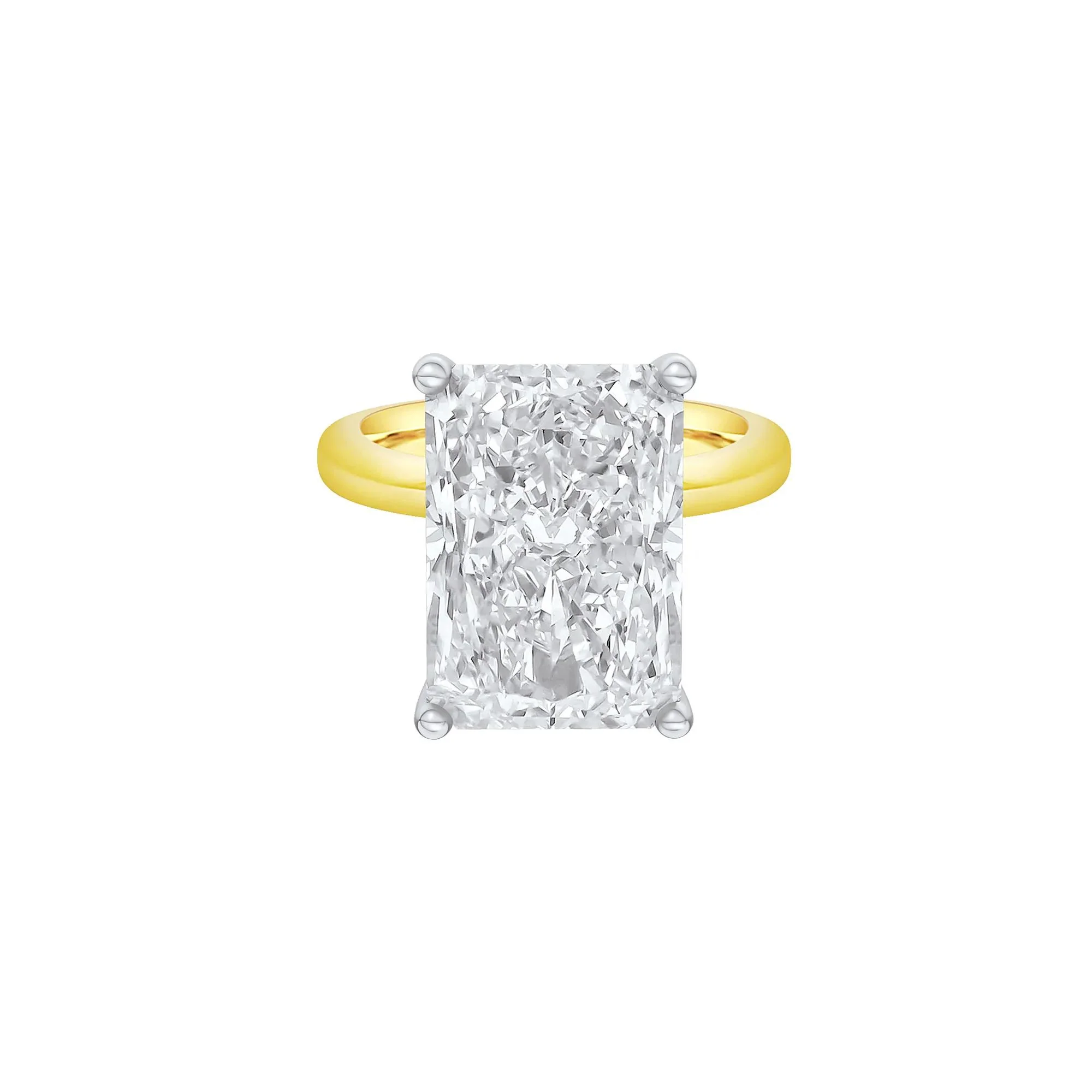 Lab Grown Diamond Radiant-Cut Solitaire Ring 14K Yellow & White Gold (10 CT.) Size 11.5 2mm
