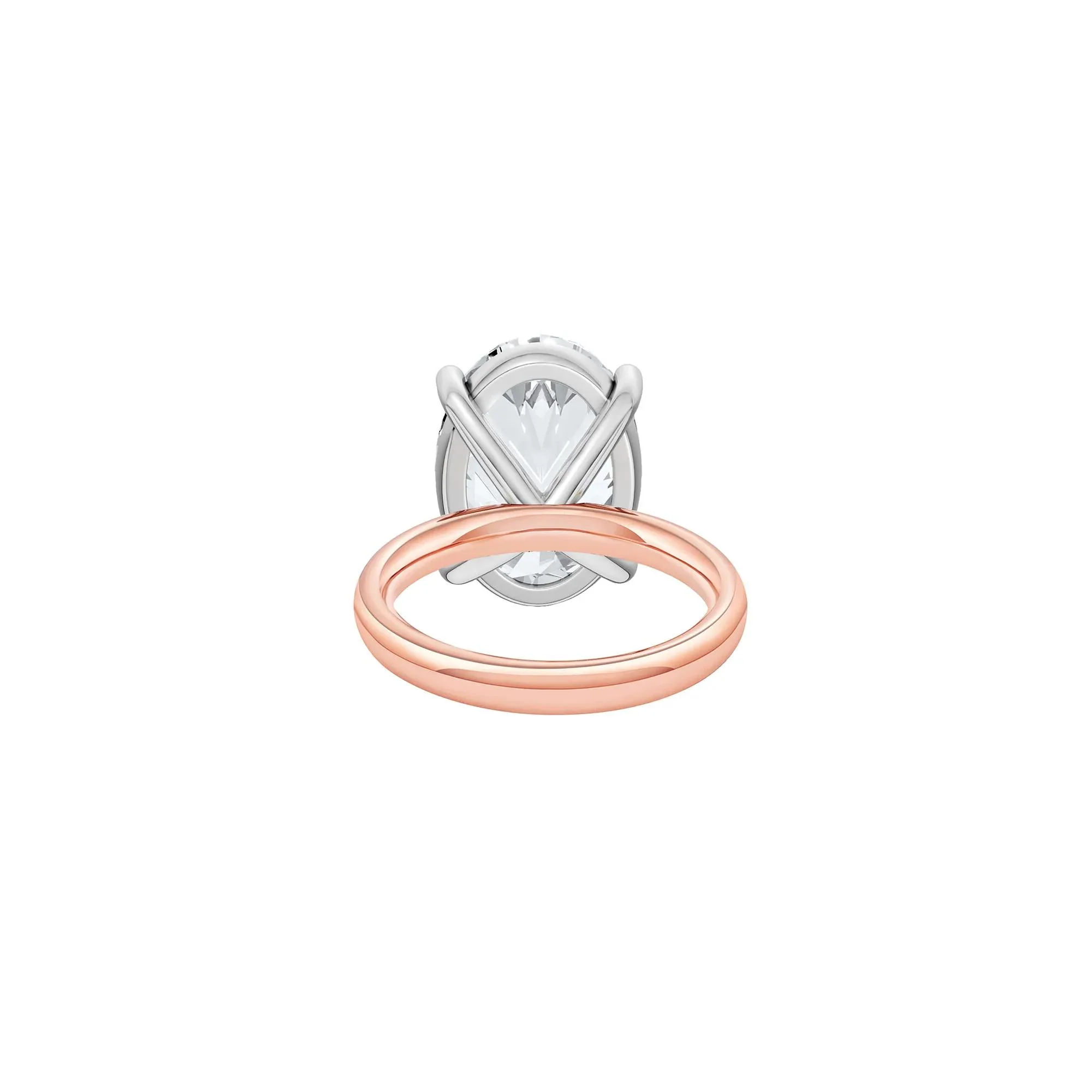 Lab Grown Diamond Oval Solitaire Ring 14K Rose & White Gold (7 CT.) Size 10 2mm - Image 4