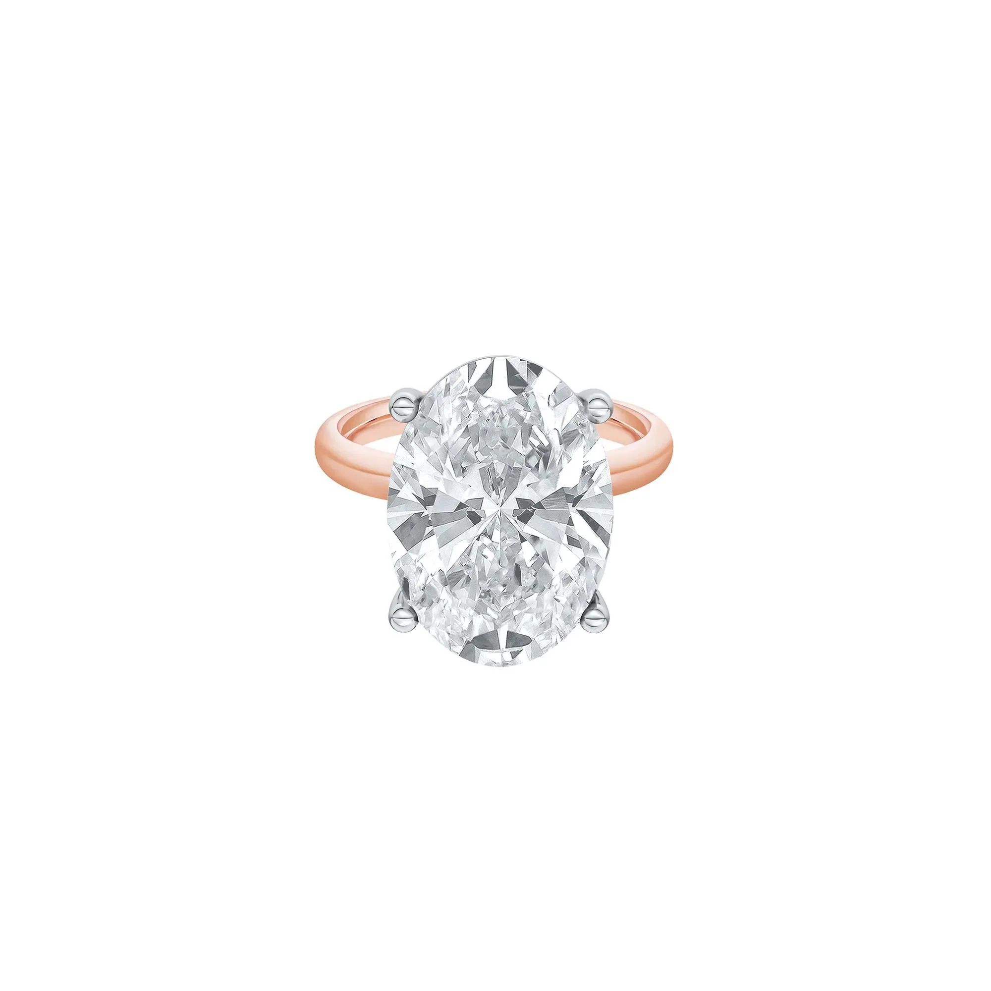 Lab Grown Diamond Oval Solitaire Ring 14K Rose & White Gold (7 CT.) Size 7 2mm
