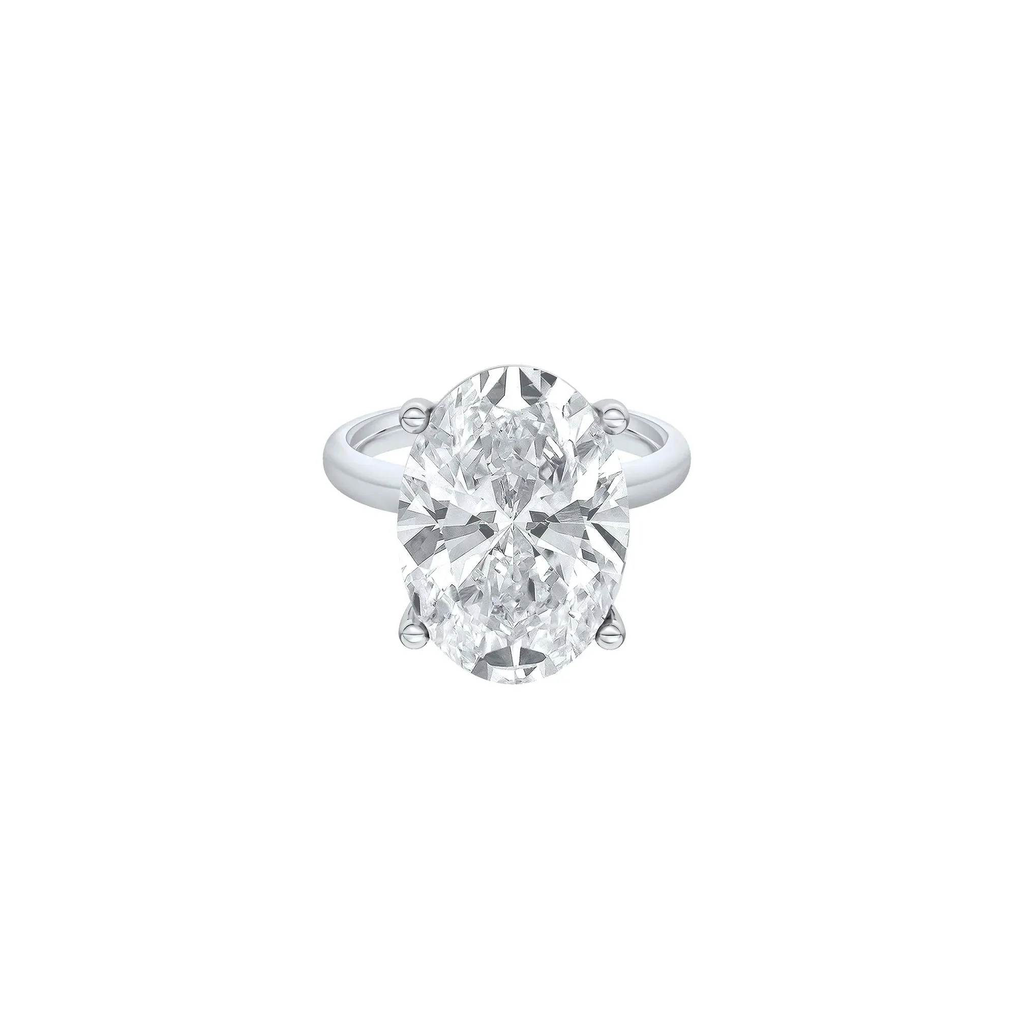 Lab Grown Diamond Oval Solitaire Ring 14K White Gold (7 CT.) Size 7.5 2mm