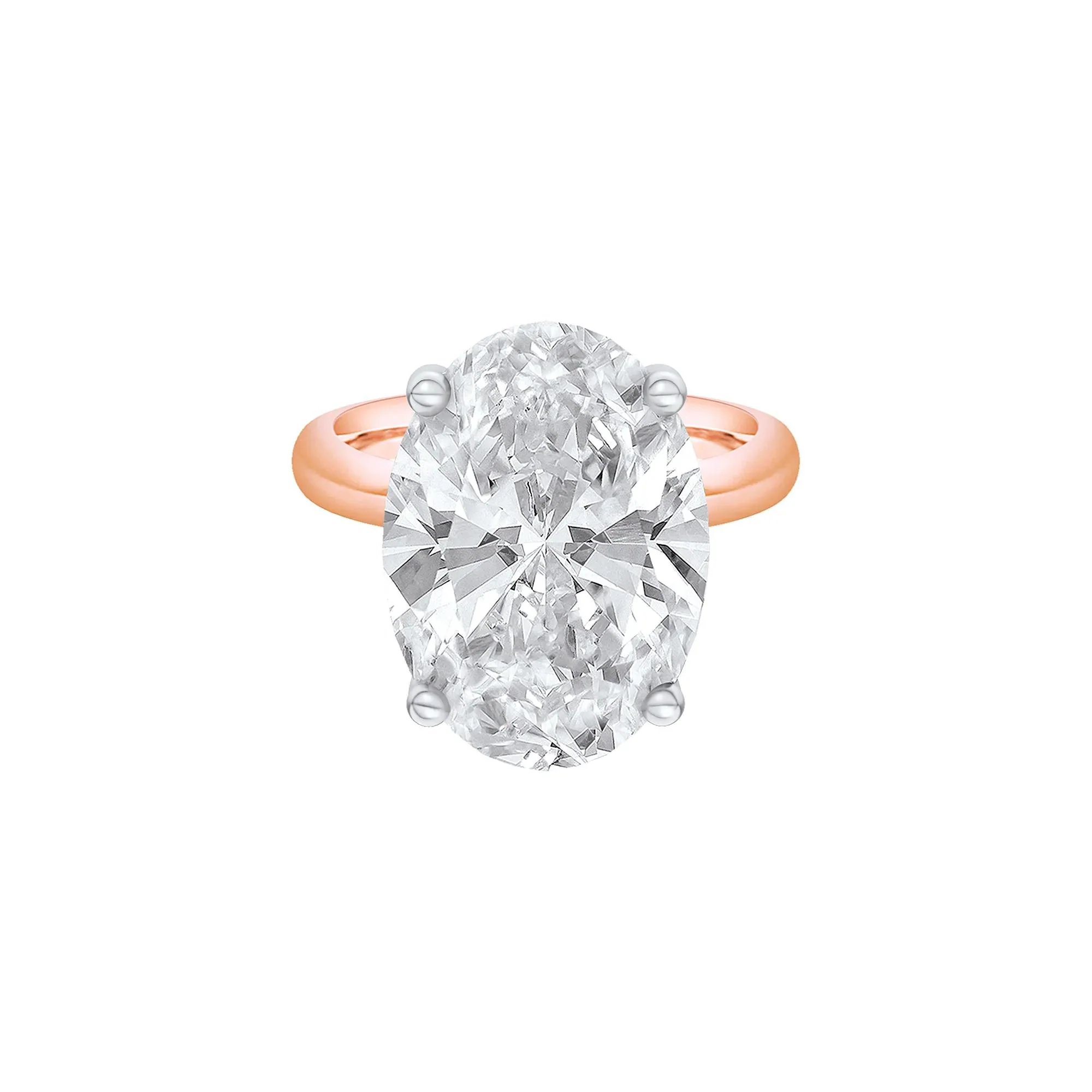 Lab Grown Diamond Oval Solitaire Ring 14K Rose & White Gold (8 CT.) Size 11.5 2mm