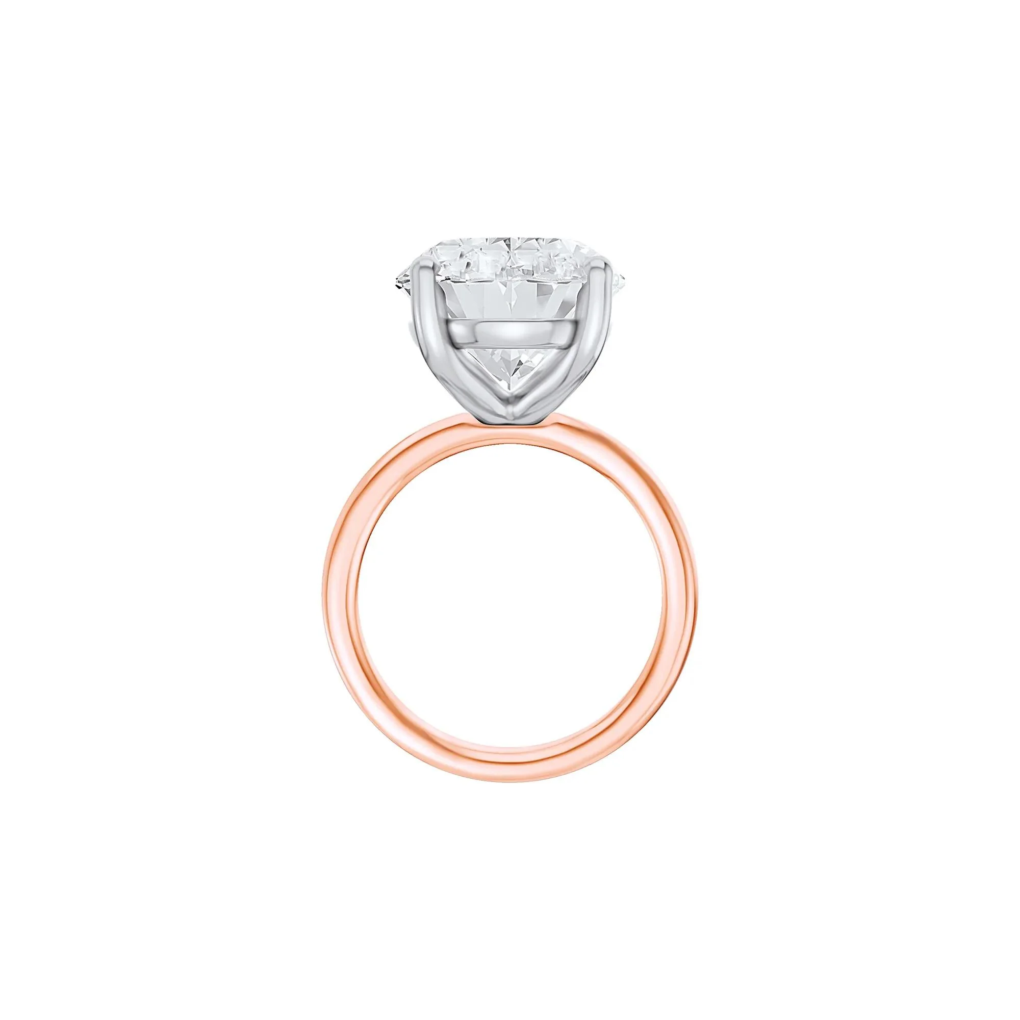 Lab Grown Diamond Oval Solitaire Ring 14K Rose & White Gold (8 CT.) Size 4 2mm - Image 2