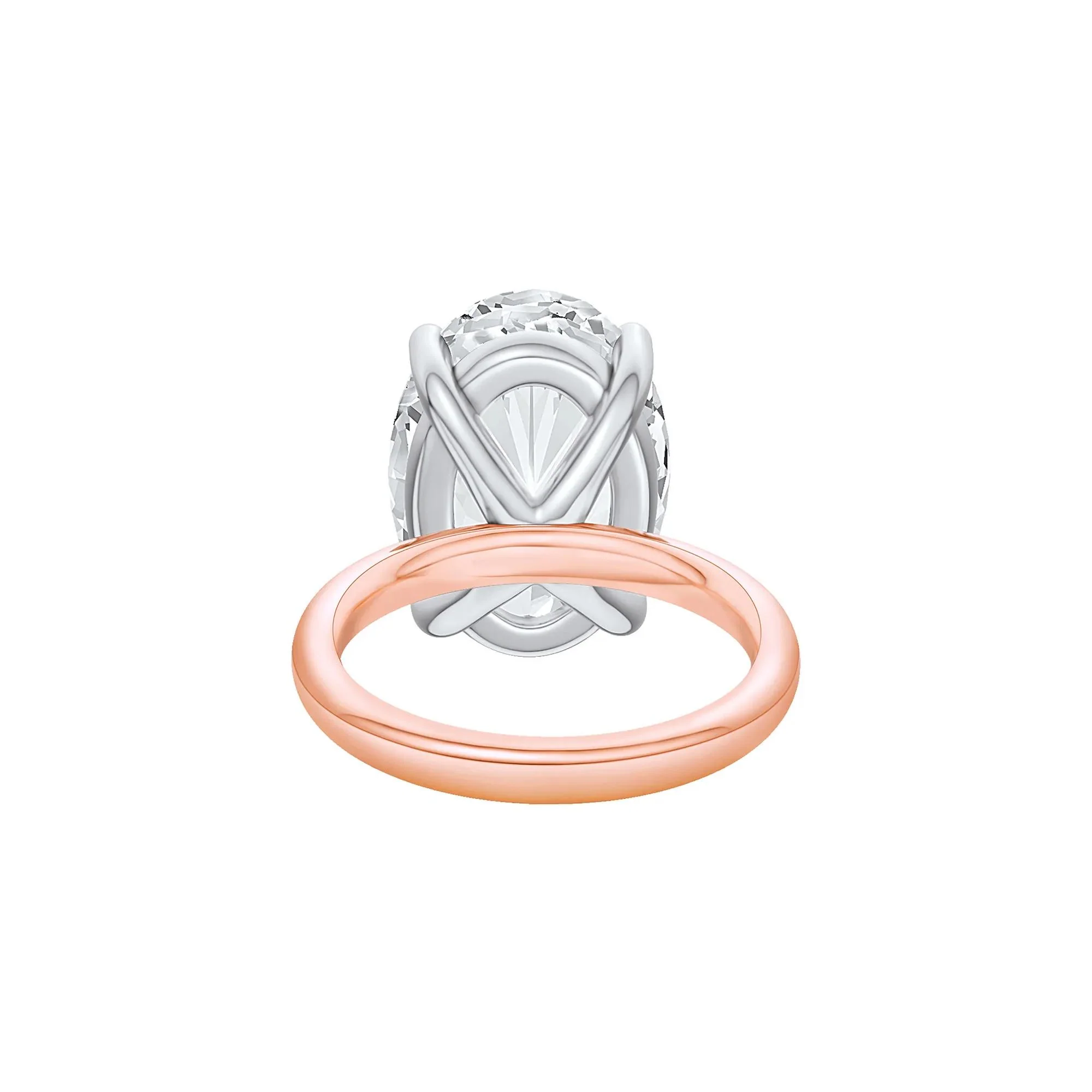 Lab Grown Diamond Oval Solitaire Ring 14K Rose & White Gold (8 CT.) Size 7.5 2mm - Image 4