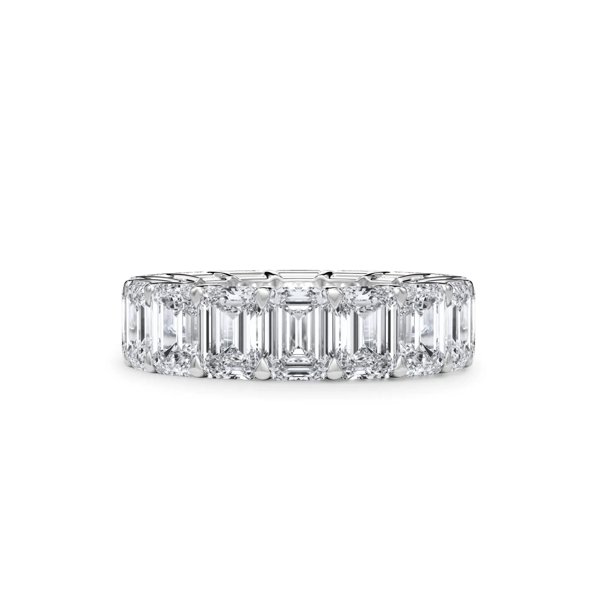 12 CT. Tw. Lab Grown Diamond Emerald-Cut Eternity Band Ring Platinum White Size 7 3mm