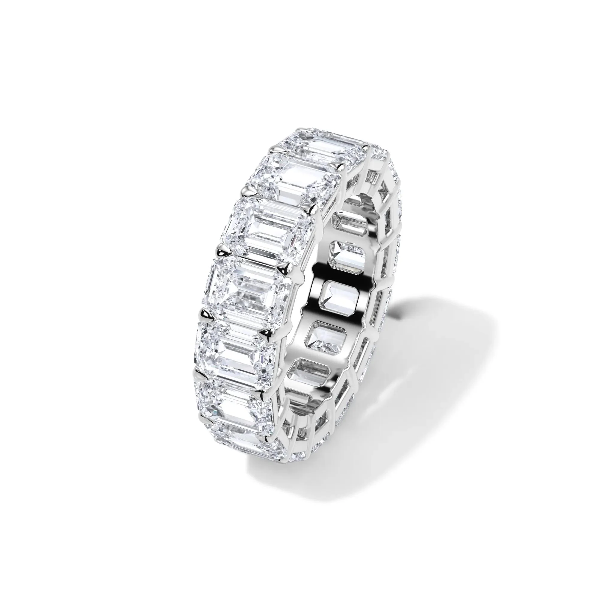 12 CT. Tw. Lab Grown Diamond Emerald-Cut Eternity Band Ring Platinum White Size 8.5 3mm - Image 4