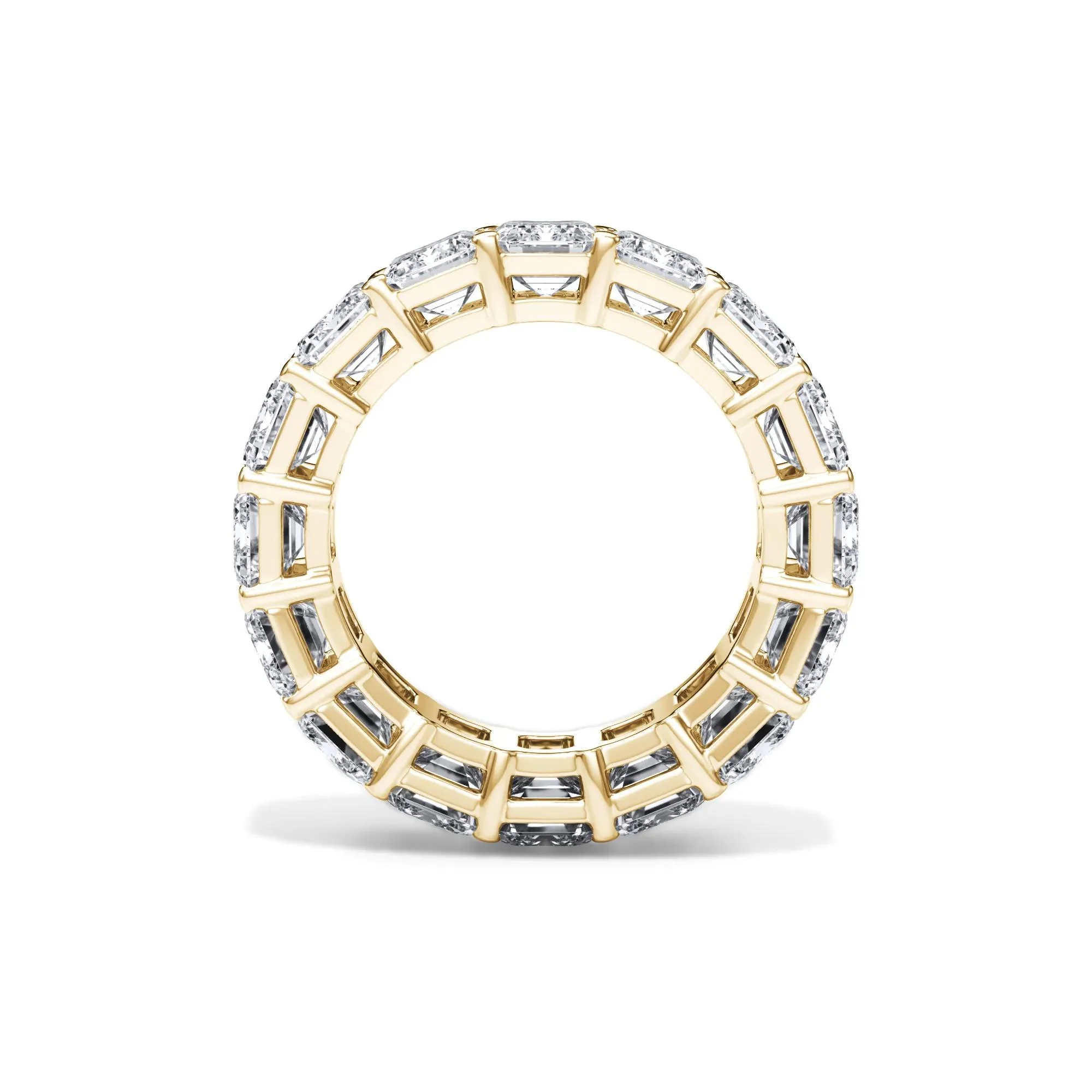 12 CT. Tw. Lab Grown Diamond Emerald-Cut Eternity Band Ring 18K Yellow Gold Size 4.5 3mm - Image 2