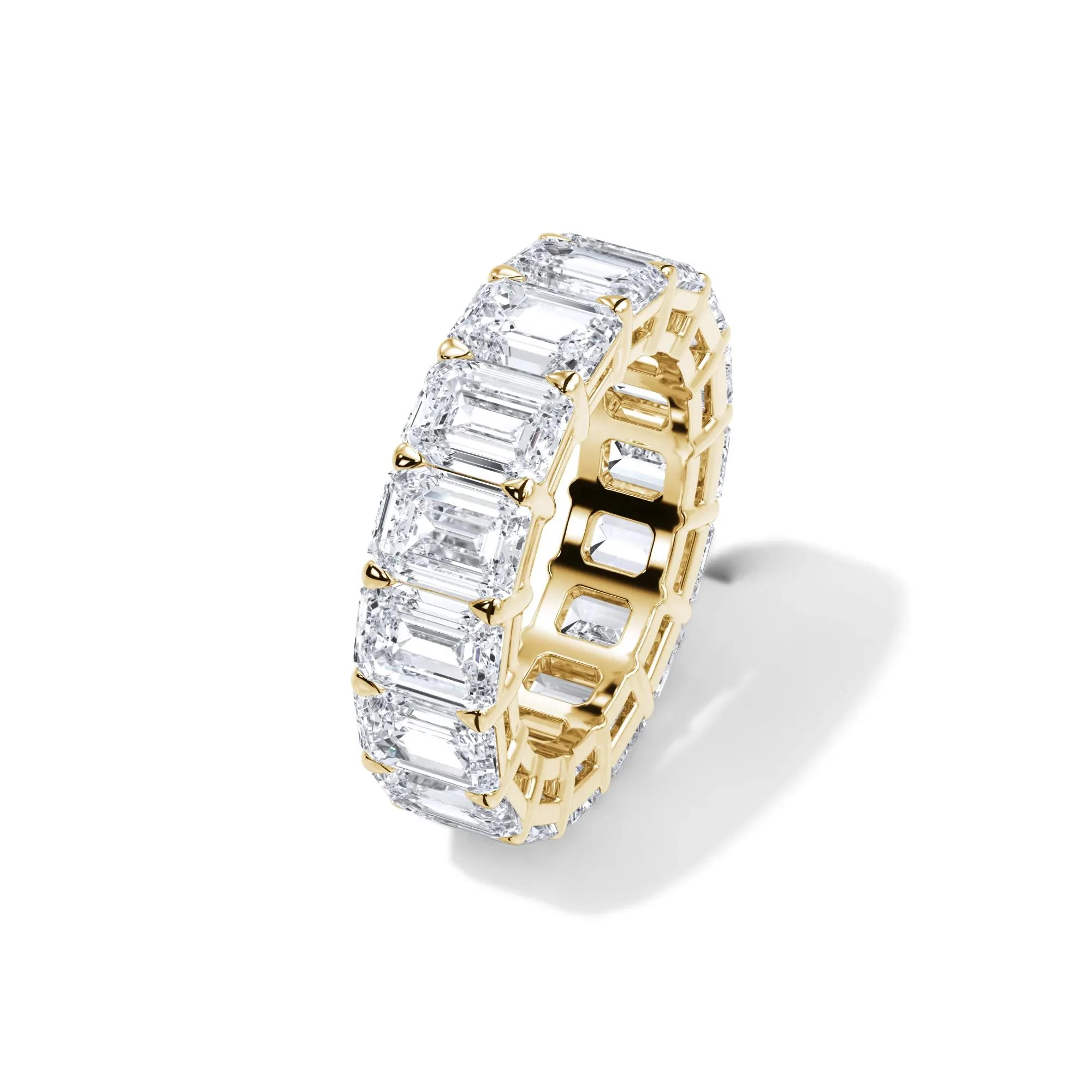 12 CT. Tw. Lab Grown Diamond Emerald-Cut Eternity Band Ring 18K Yellow Gold Size 5.5 3mm - Image 4