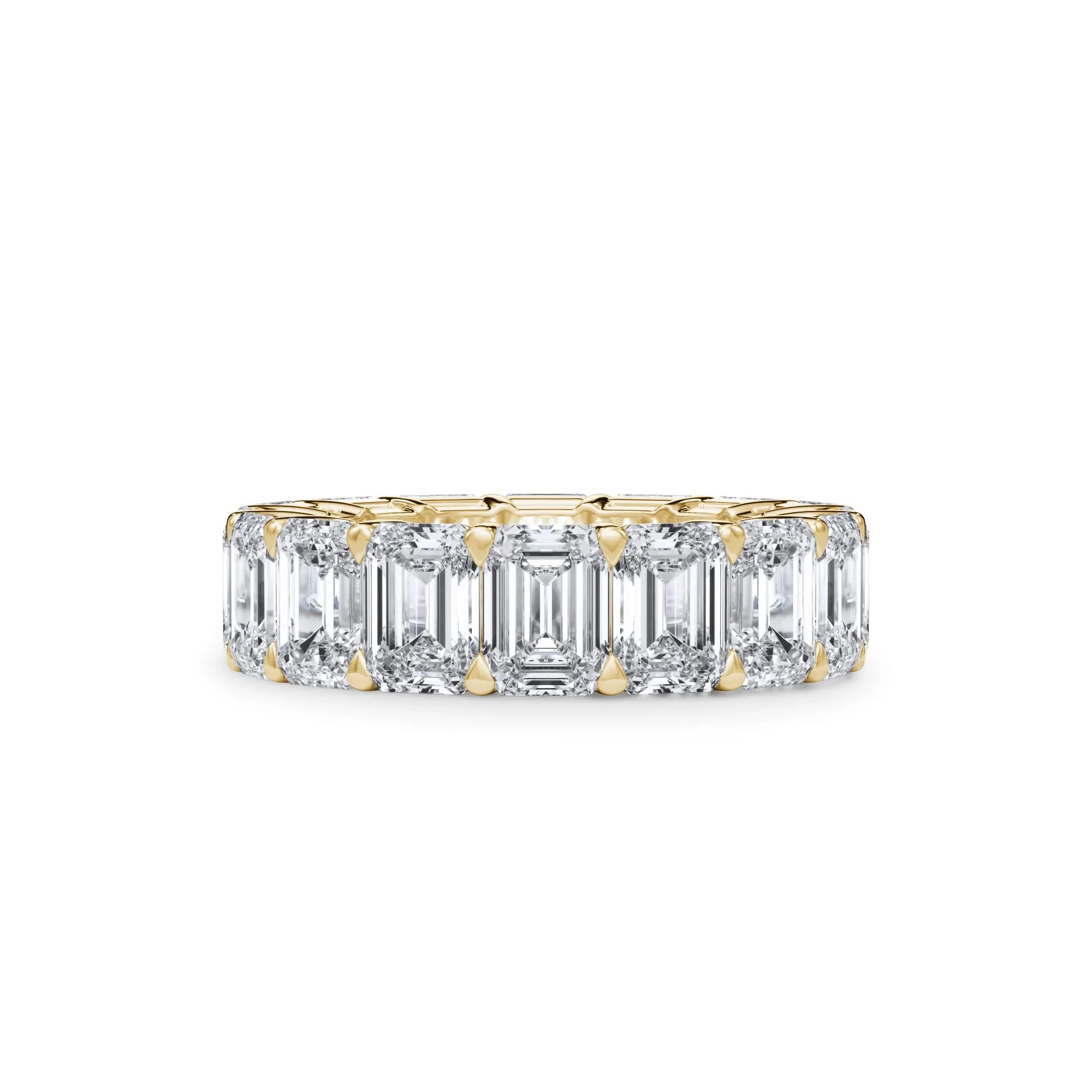 12 CT. Tw. Lab Grown Diamond Emerald-Cut Eternity Band Ring 18K Yellow Gold Size 7 3mm