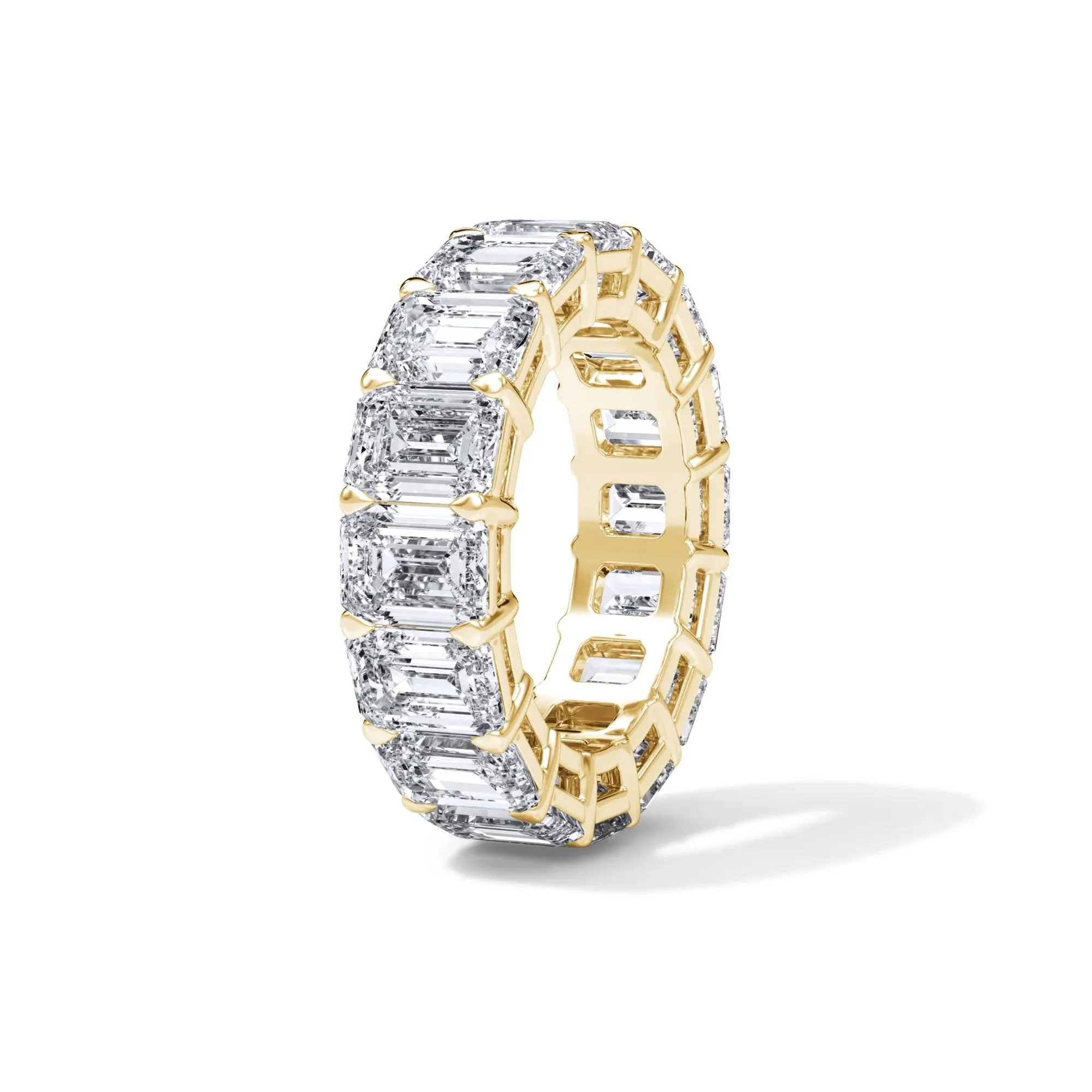 12 CT. Tw. Lab Grown Diamond Emerald-Cut Eternity Band Ring 18K Yellow Gold Size 8.5 3mm - Image 3