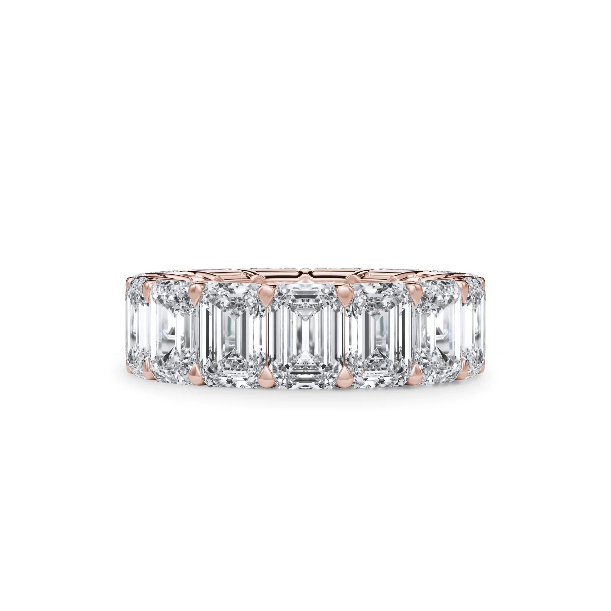 15 CT. Tw. Lab Grown Diamond Emerald-Cut Eternity Band Ring 18K Rose Gold Size 5 3mm