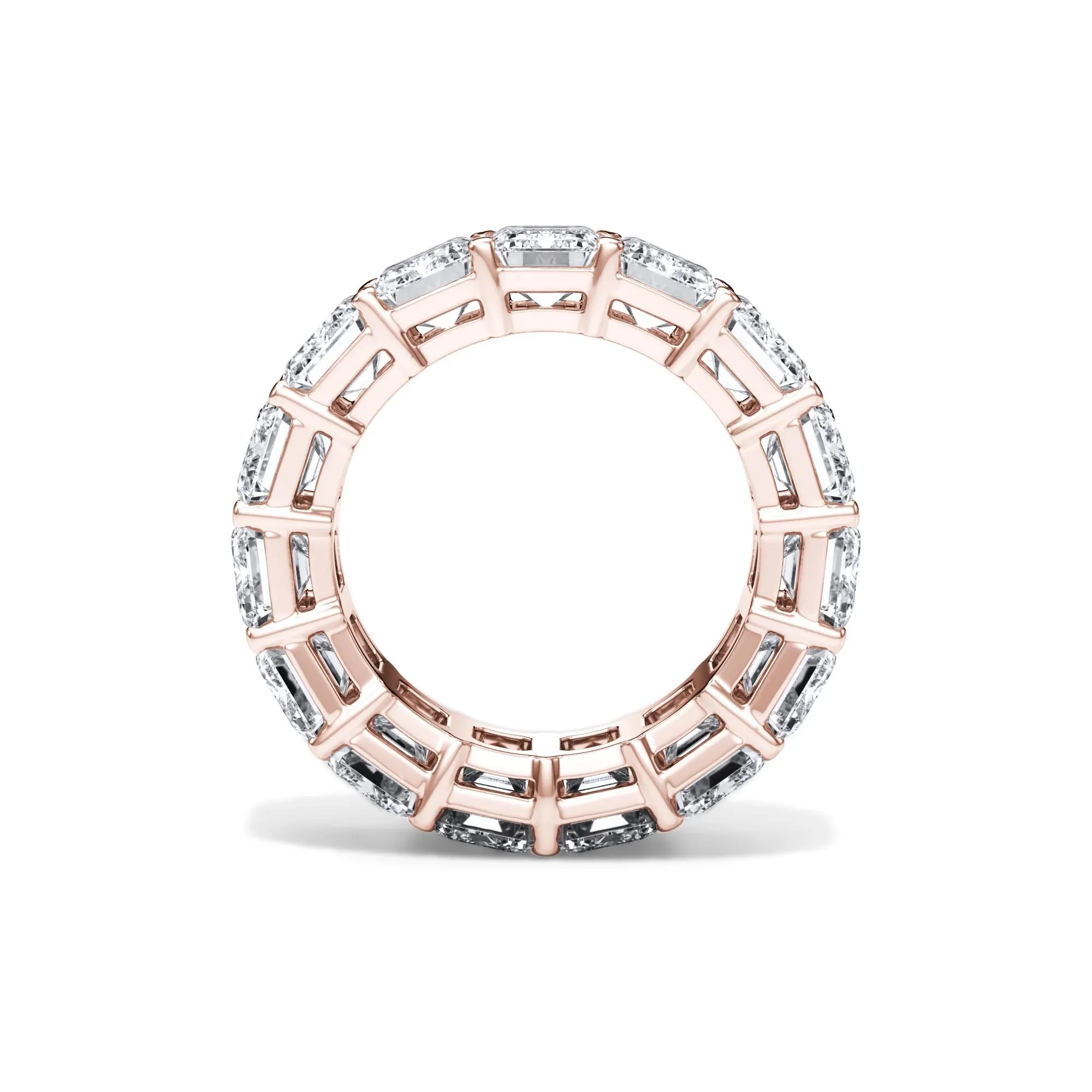 15 CT. Tw. Lab Grown Diamond Emerald-Cut Eternity Band Ring 18K Rose Gold Size 8 3mm - Image 2