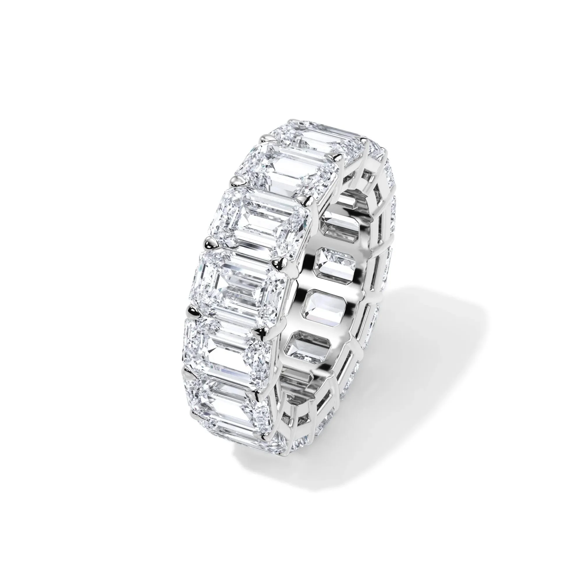 15 CT. Tw. Lab Grown Diamond Emerald-Cut Eternity Band Ring 18K White Gold Size 6 3mm - Image 4
