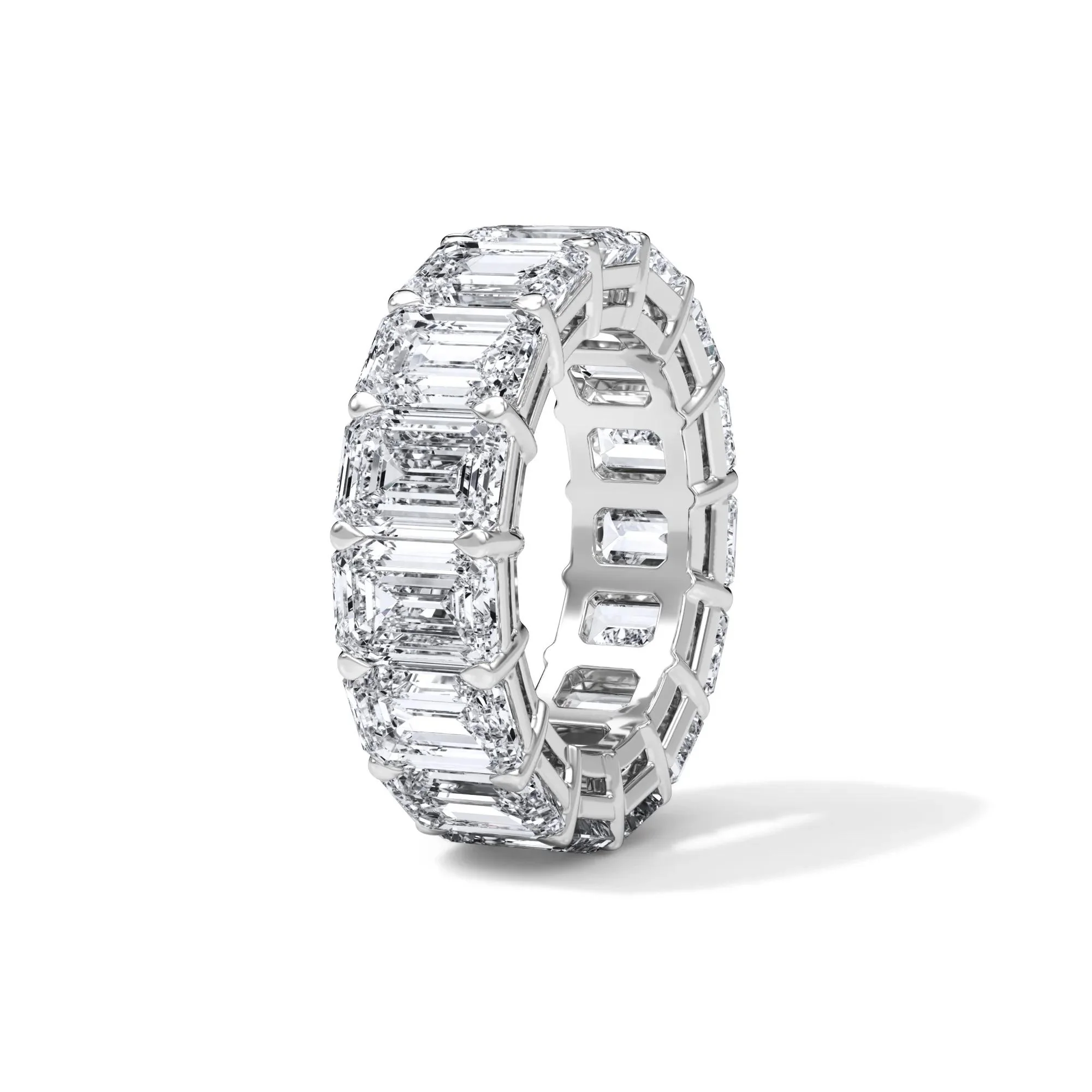 15 CT. Tw. Lab Grown Diamond Emerald-Cut Eternity Band Ring 18K White Gold Size 8.5 3mm - Image 3