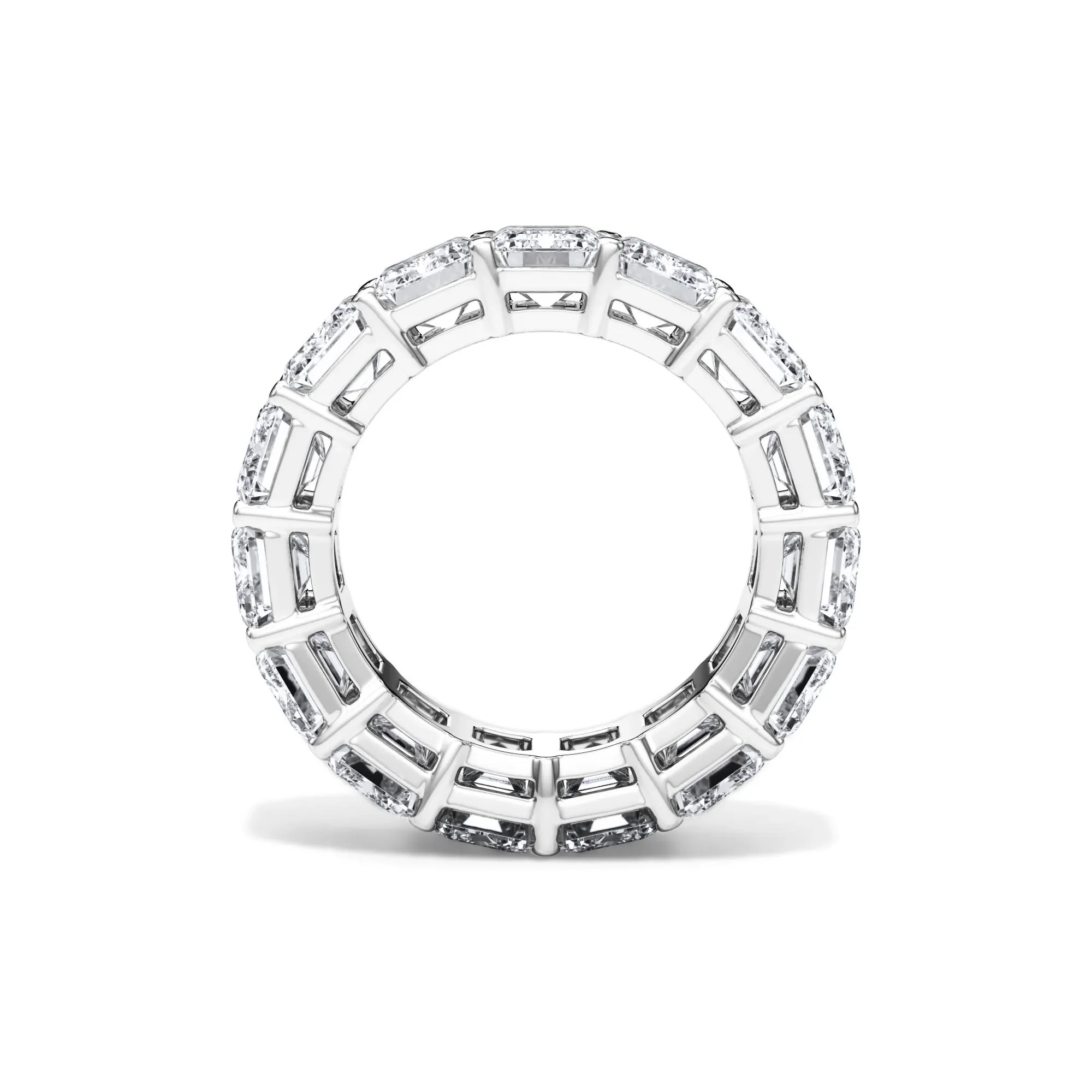 15 CT. Tw. Lab Grown Diamond Emerald-Cut Eternity Band Ring 18K White Gold Size 9 3mm - Image 2