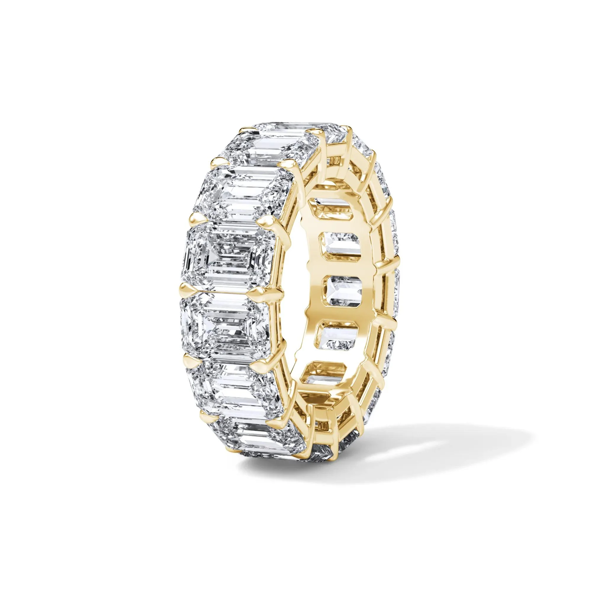 15 CT. Tw. Lab Grown Diamond Emerald-Cut Eternity Band Ring 18K Yellow Gold Size 4.5 3mm - Image 3