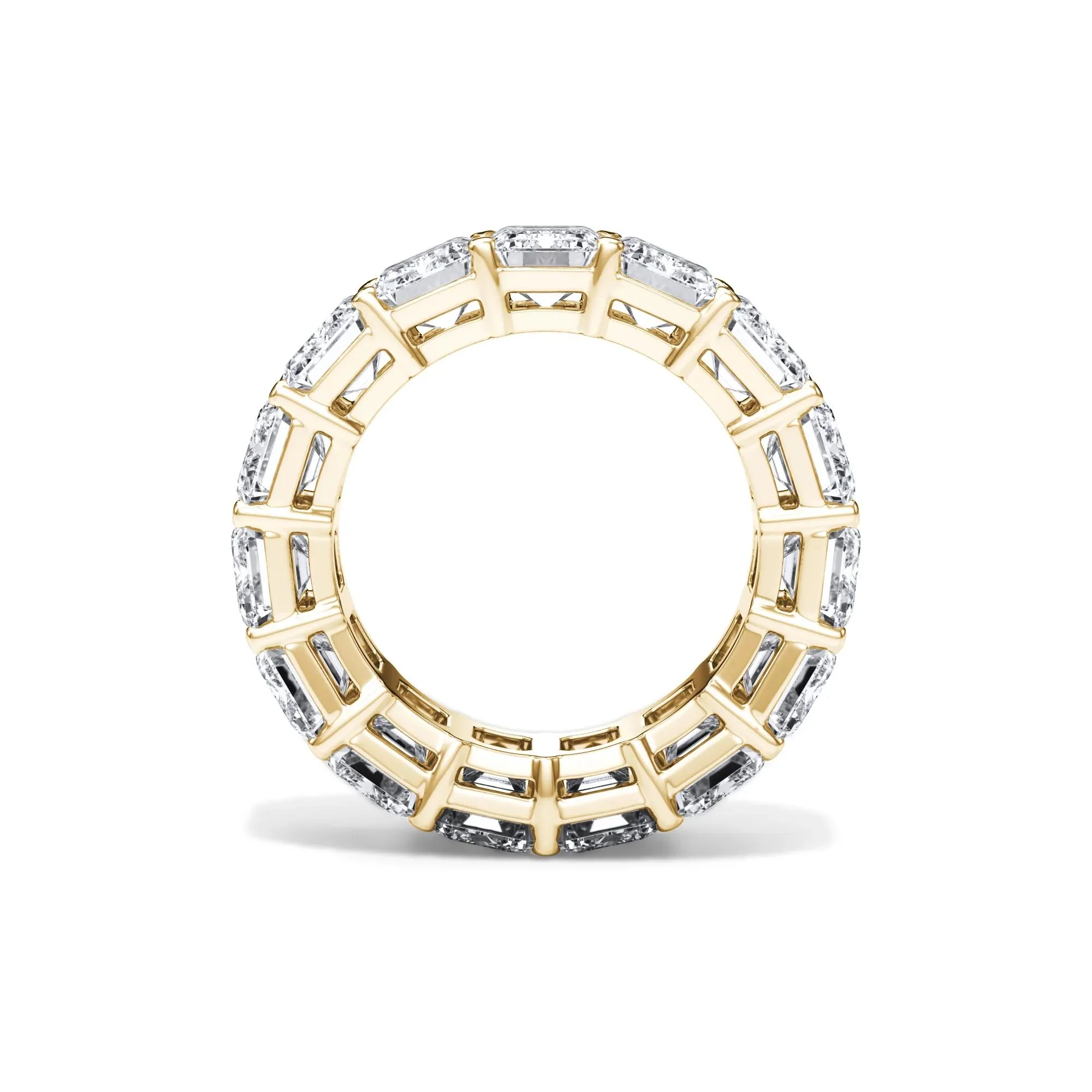15 CT. Tw. Lab Grown Diamond Emerald-Cut Eternity Band Ring 18K Yellow Gold Size 8 3mm - Image 2