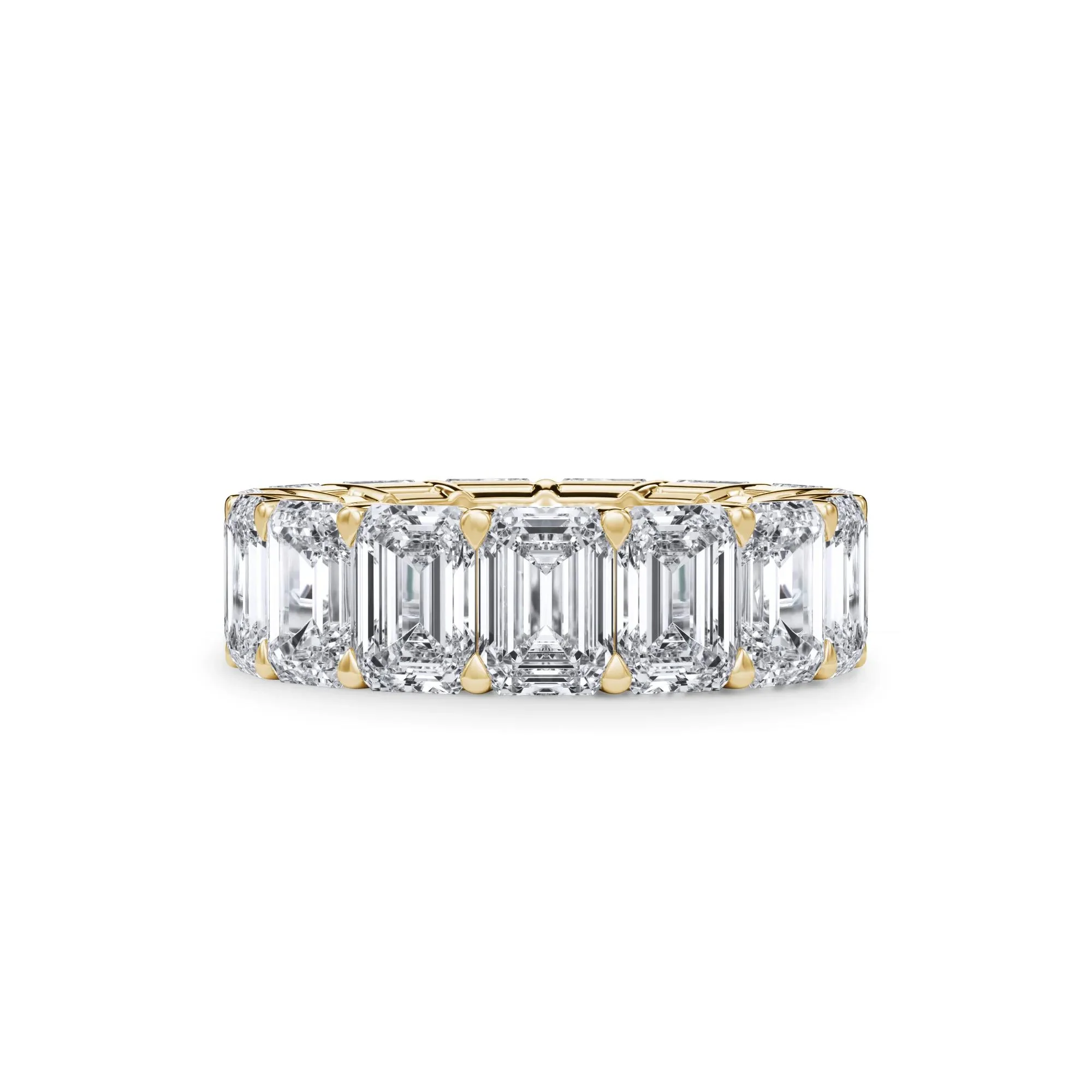 15 CT. Tw. Lab Grown Diamond Emerald-Cut Eternity Band Ring 18K Yellow Gold Size 8.5 3mm