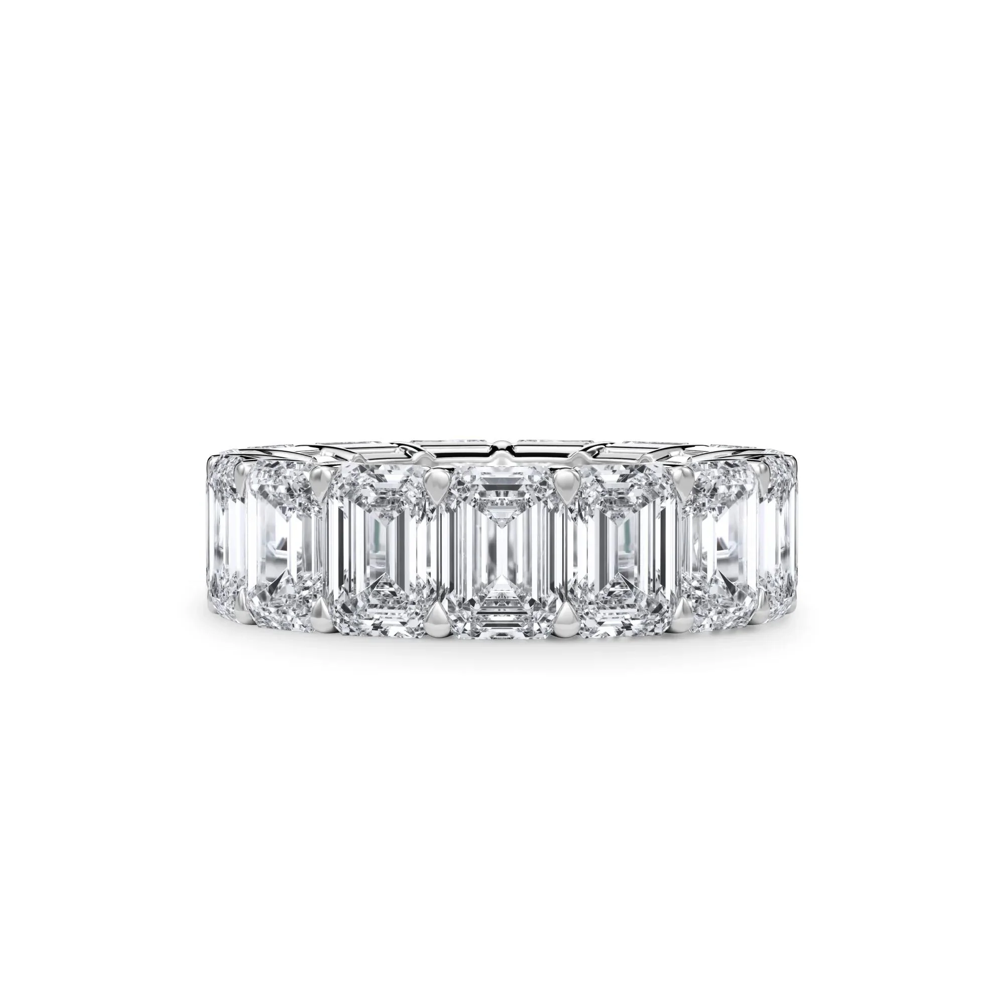 15 CT. Tw. Lab Grown Diamond Emerald-Cut Eternity Band Ring Platinum White Size 7 3mm