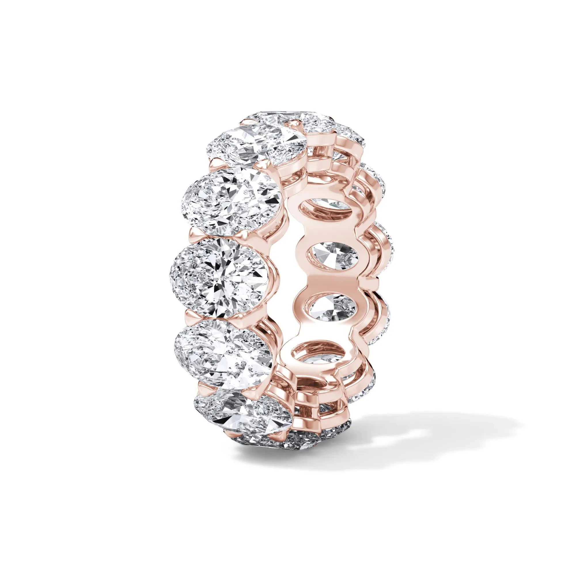 13 CT. Tw. Lab Grown Diamond Oval Eternity Band Ring 18K Rose Gold Size 4.5 3mm - Image 3