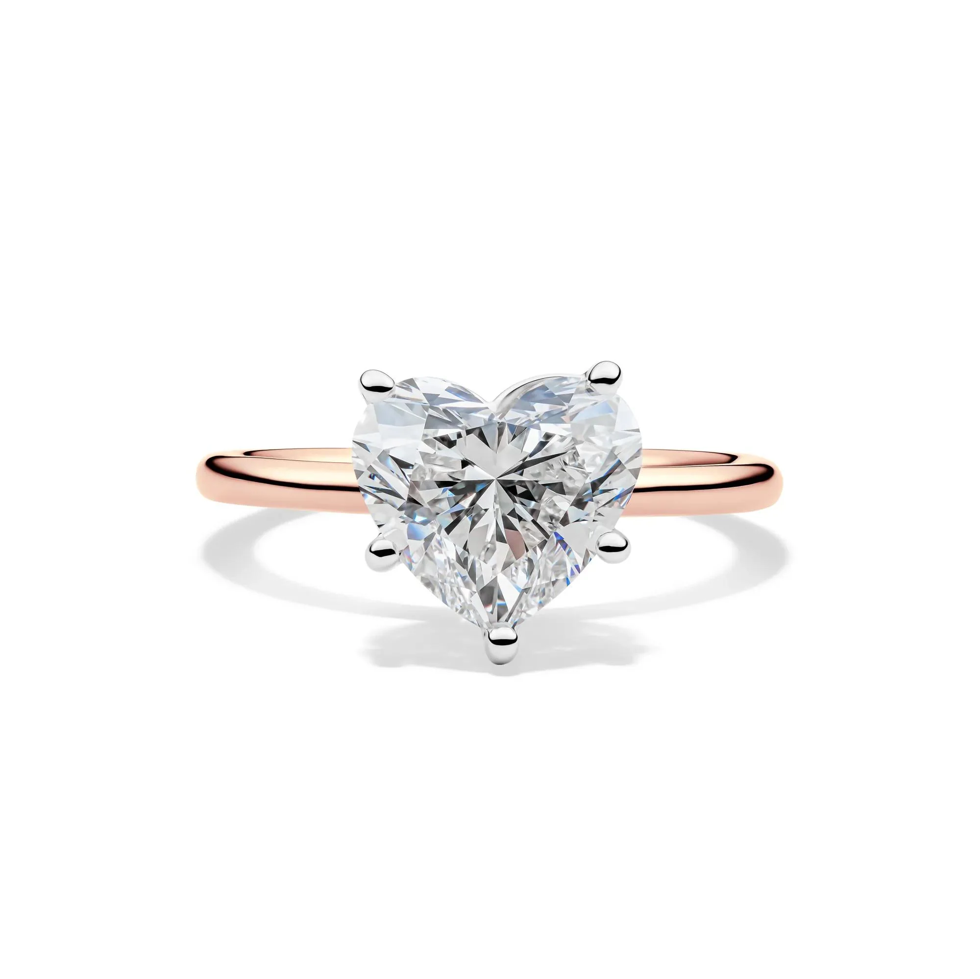 Lab Grown Diamond Heart-Shaped Solitaire Ring 14K Rose & White Gold (3 CT.) Size 7 2mm