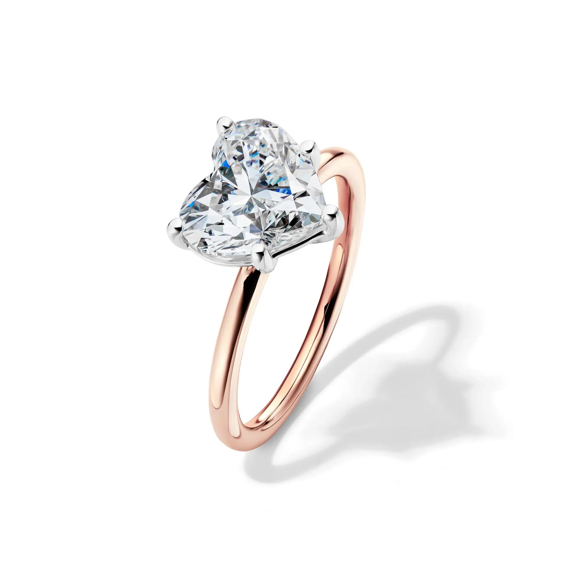 Lab Grown Diamond Heart-Shaped Solitaire Ring 14K Rose & White Gold (3 CT.) Size 9 2mm - Image 4