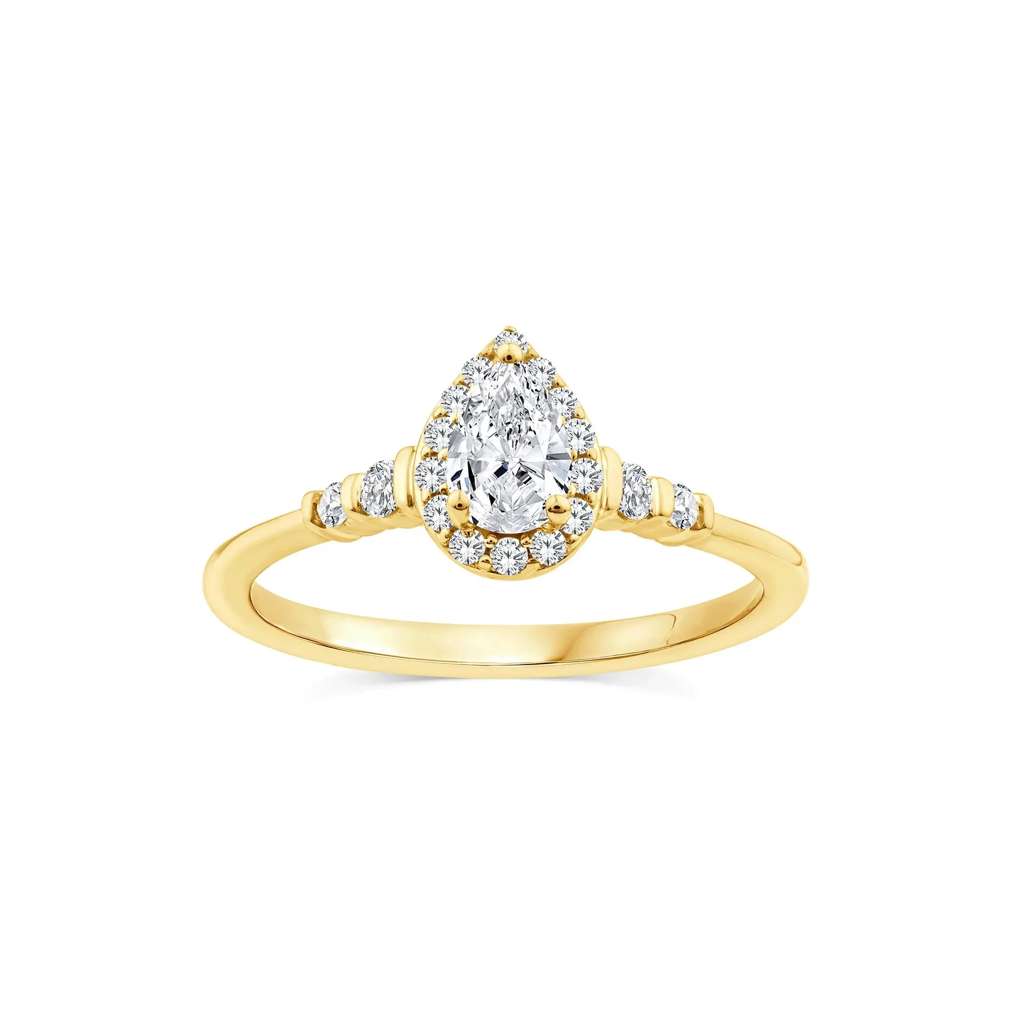 1/2 CT. Tw. Lab Grown Diamond Pear Promise Ring 10K Yellow Gold Size 6 1mm