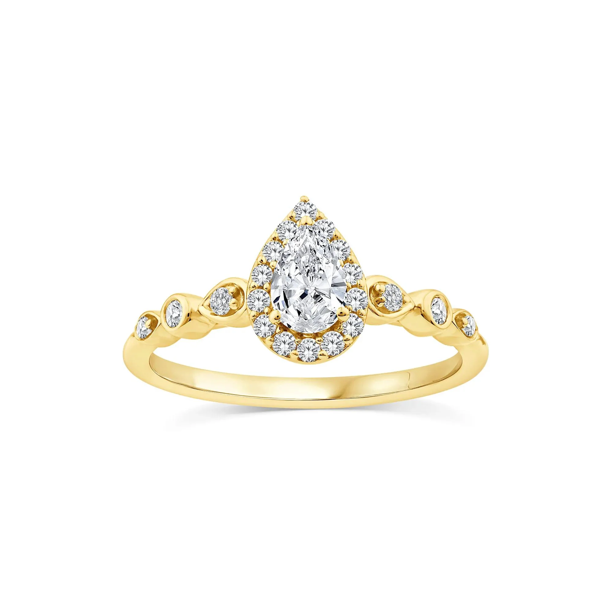 1/2 CT. Tw. Lab Grown Diamond Pear Promise Ring 10K Yellow Gold Size 6 1mm