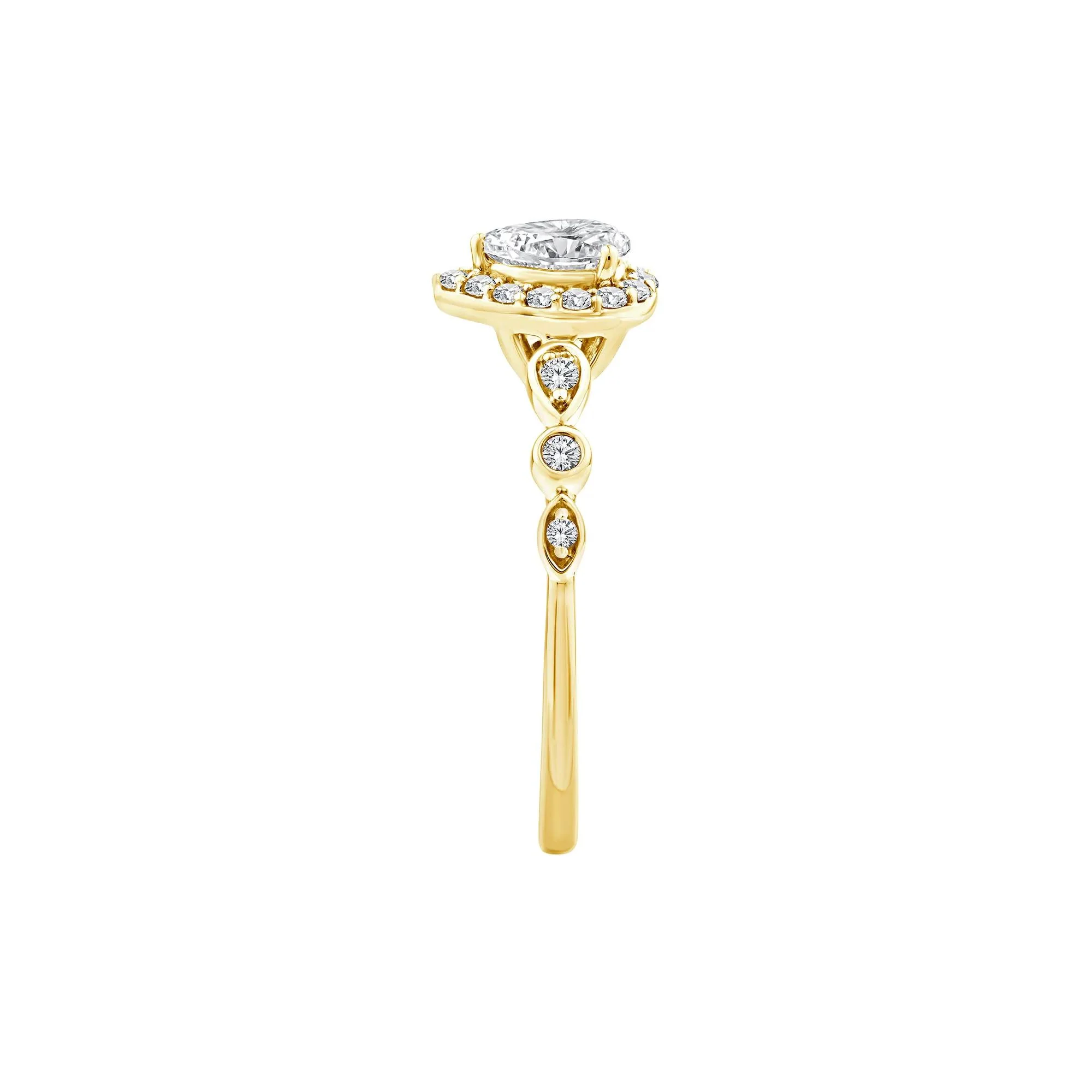 1/2 CT. Tw. Lab Grown Diamond Pear Promise Ring 10K Yellow Gold Size 9 1mm - Image 3