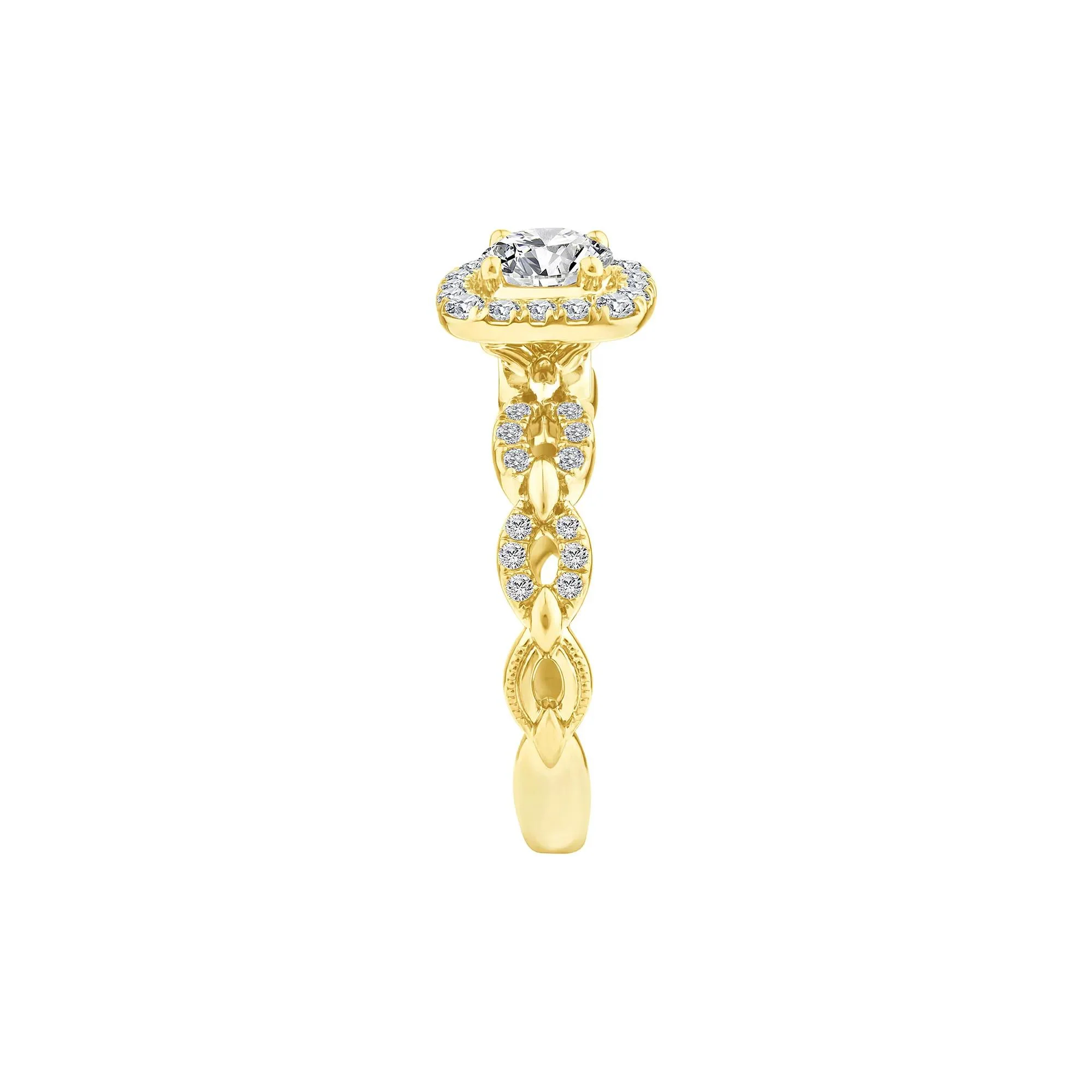 1 CT. Tw. Diamond Round Halo Engagement Ring 14K Yellow Gold Size 7 2mm - Image 3