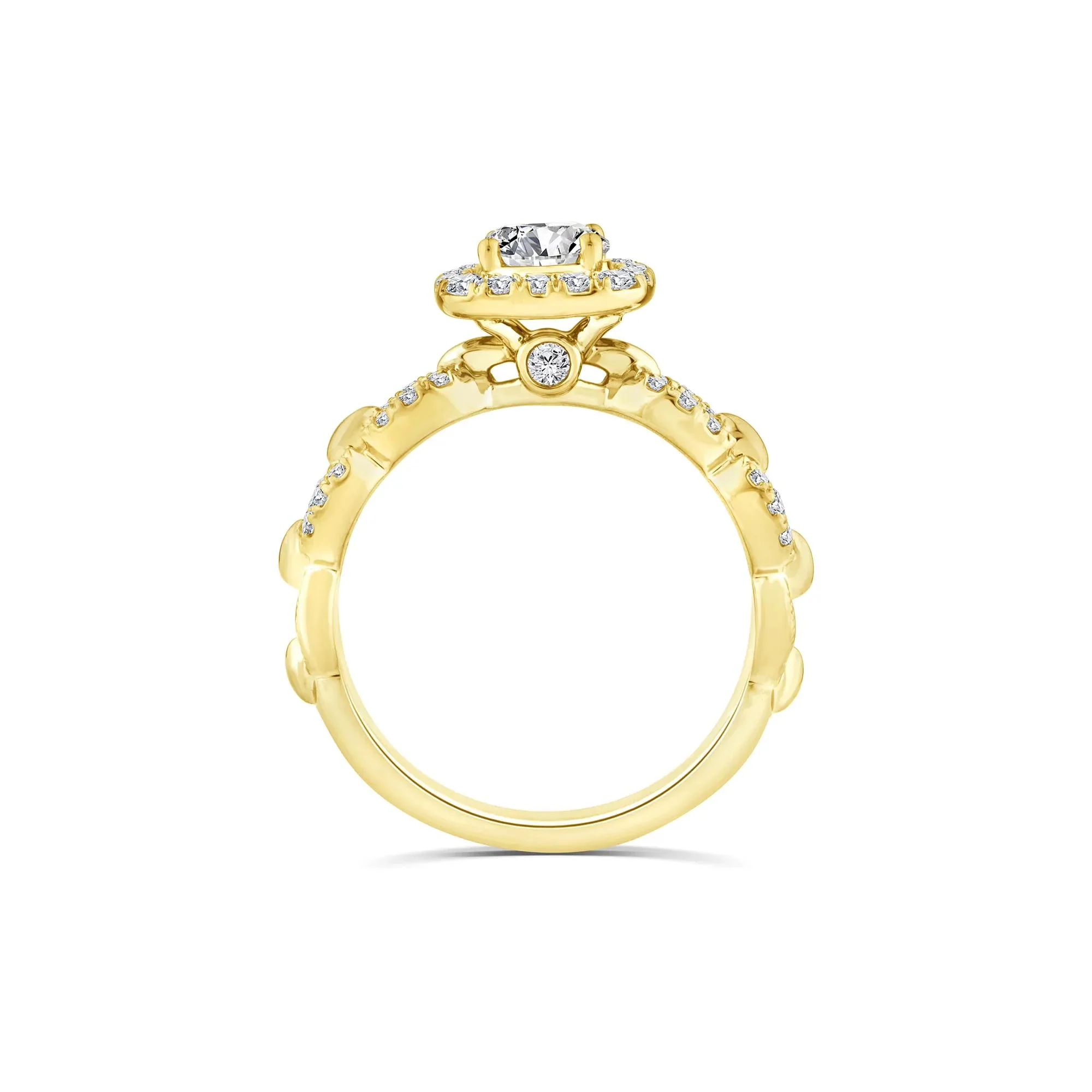 1 CT. Tw. Diamond Round Halo Engagement Ring 14K Yellow Gold Size 8.5 2mm - Image 2