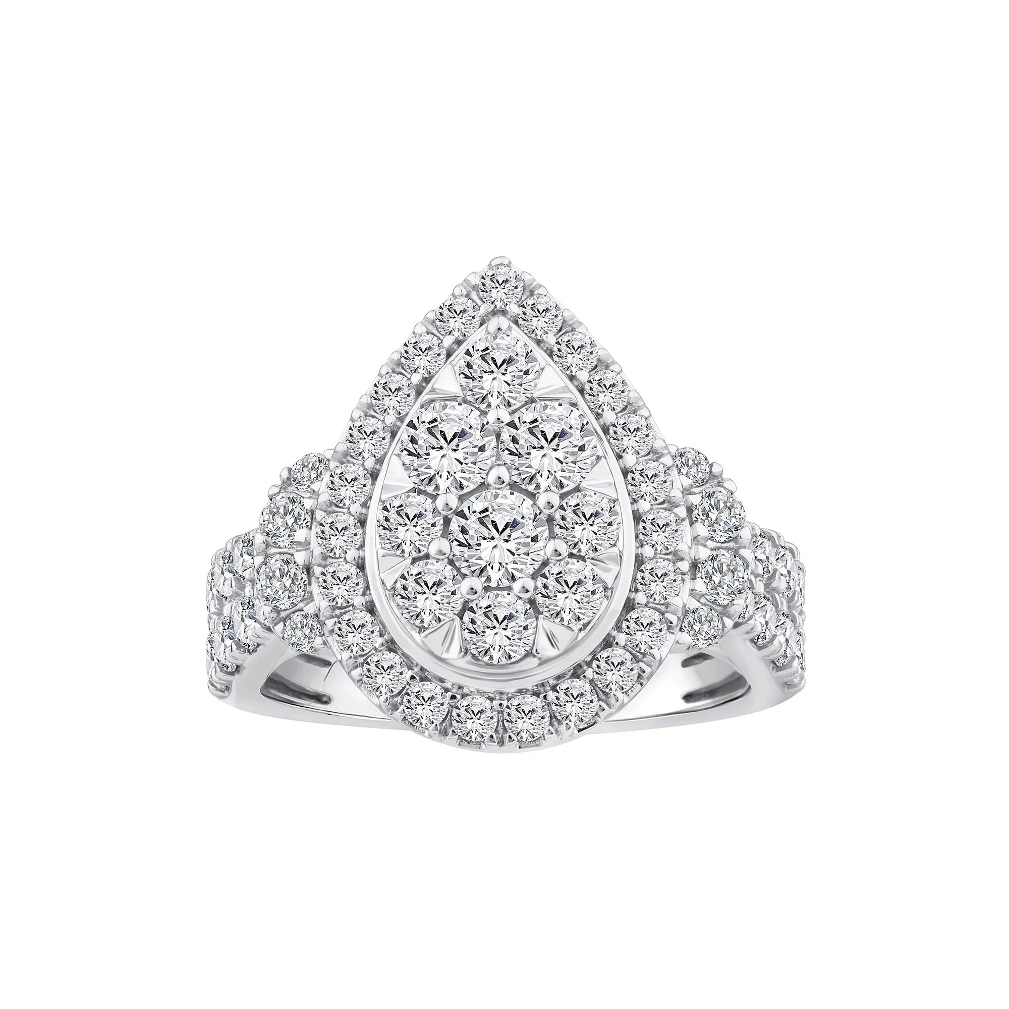 2 CT. Tw. Diamond Composite Engagement Ring 10K White Gold Round Brilliant Cut Size 6 2.5mm