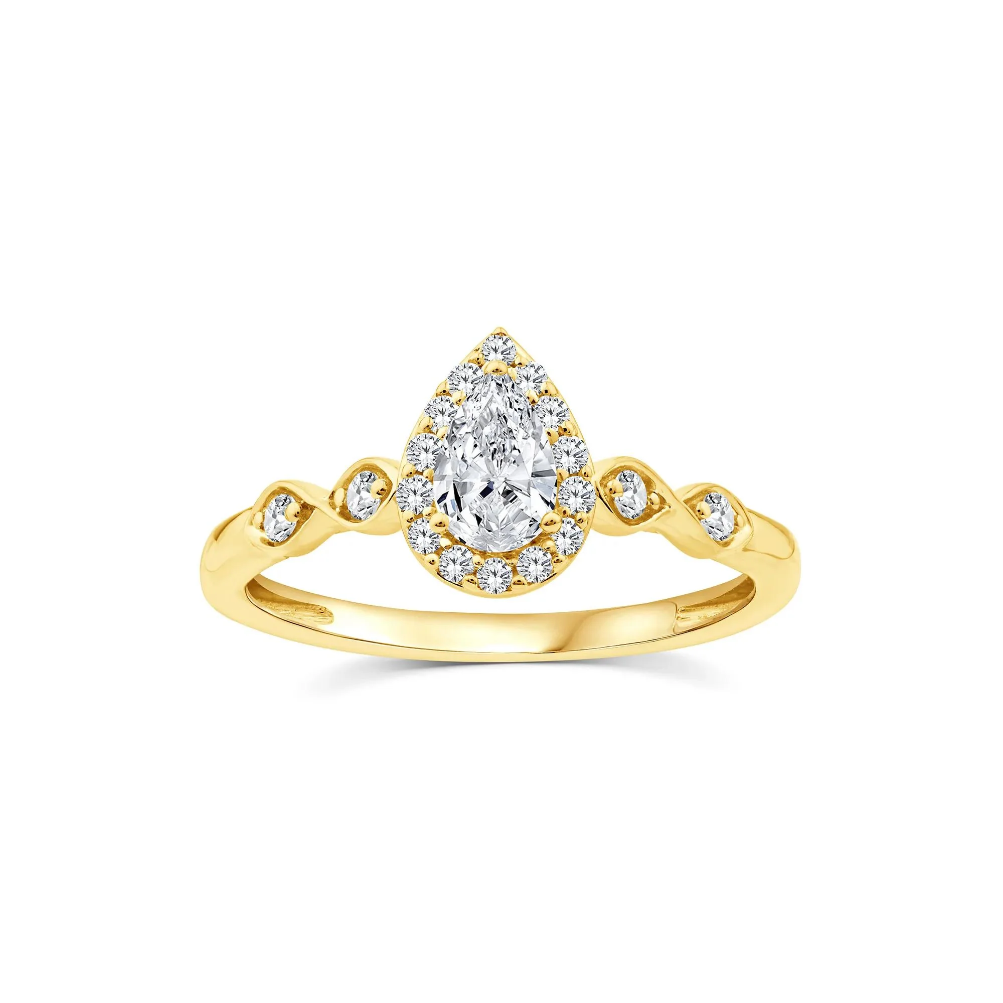 1/2 CT. Tw. Lab Grown Diamond Pear Promise Ring 10K Yellow Gold Size 5.5 1mm