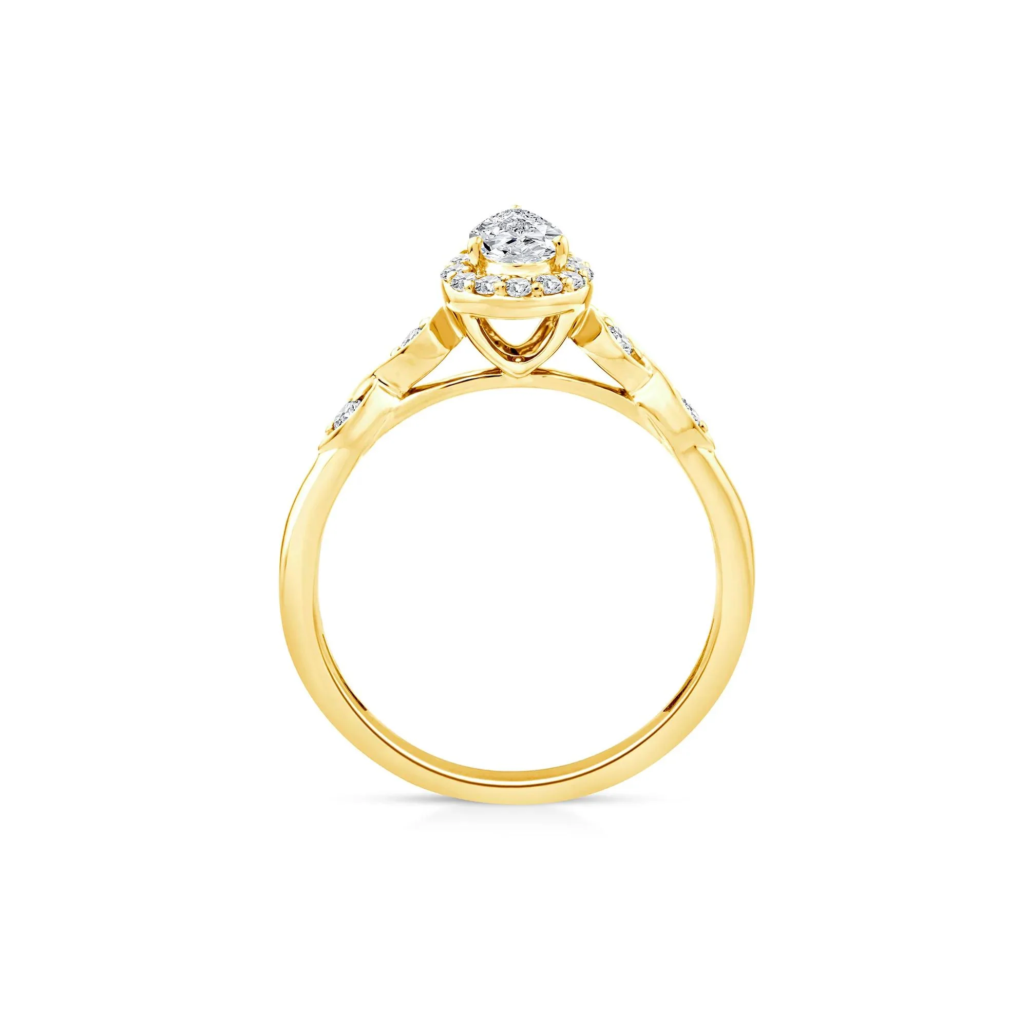 1/2 CT. Tw. Lab Grown Diamond Pear Promise Ring 10K Yellow Gold Size 5.5 1mm - Image 2