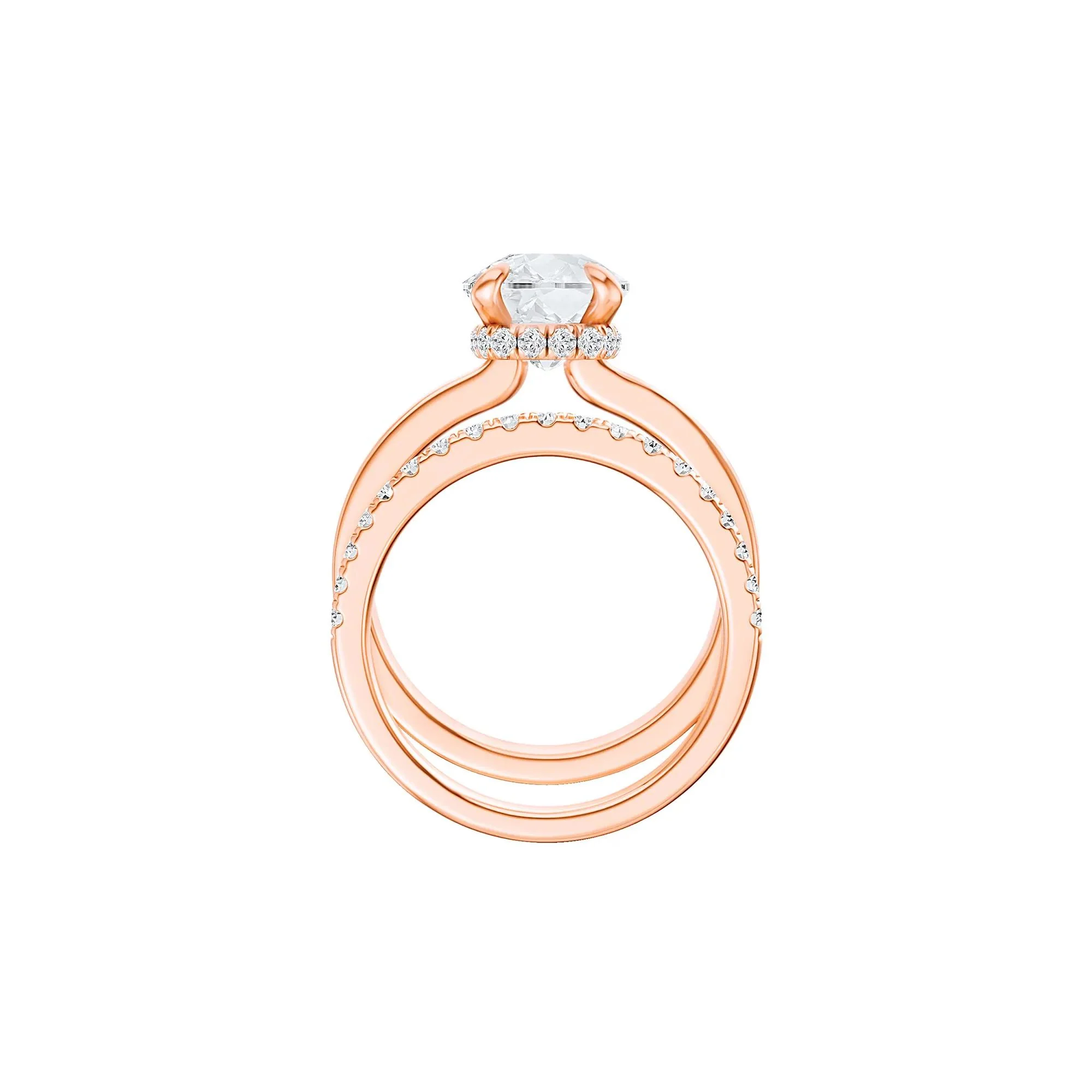 4 CT. Tw. Lab Grown Diamond Elongated Cushion-Cut Engagement Ring 14K Rose Gold Round Brilliant Cut Size 10 3mm - Image 2
