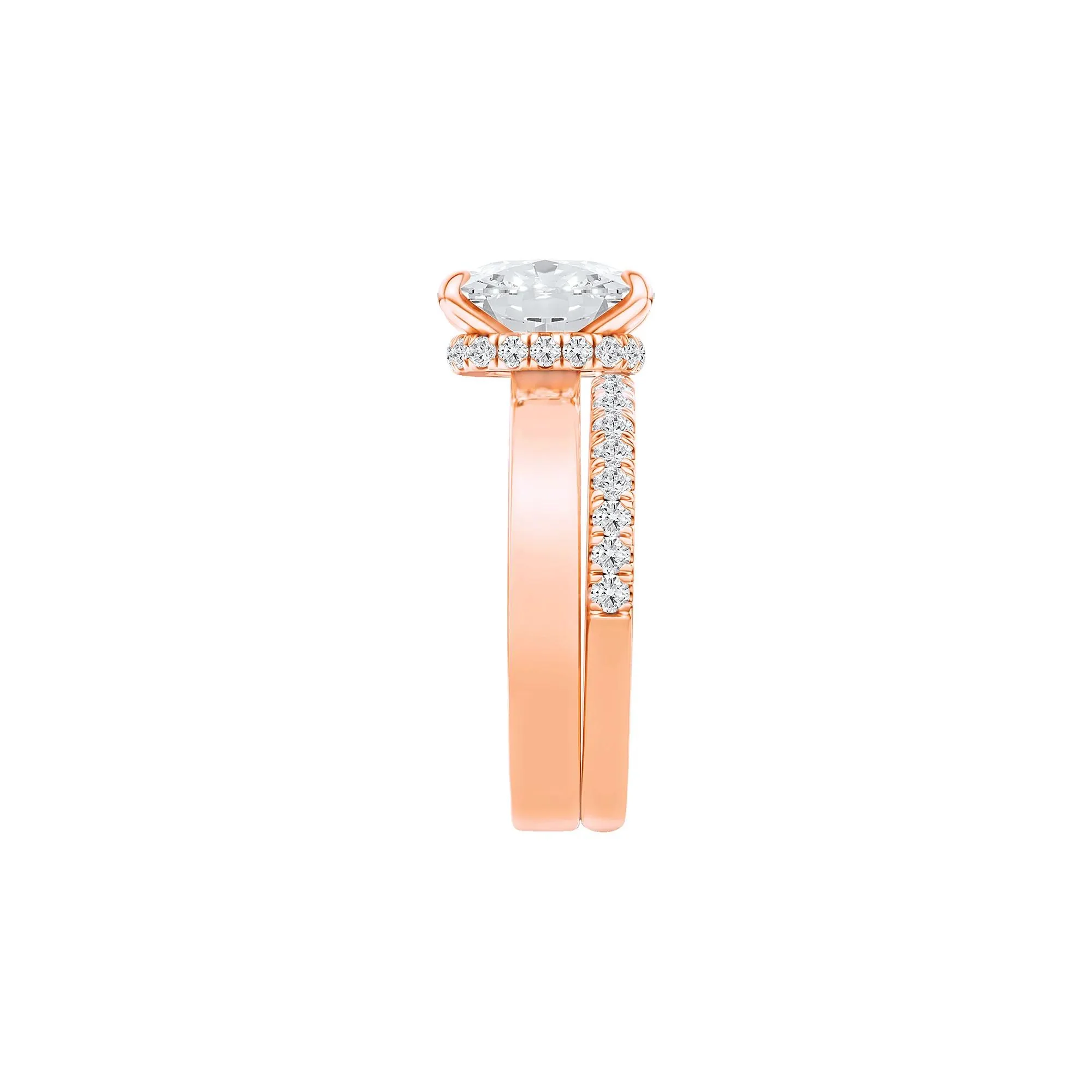 4 CT. Tw. Lab Grown Diamond Elongated Cushion-Cut Engagement Ring 14K Rose Gold Round Brilliant Cut Size 6 3mm - Image 3