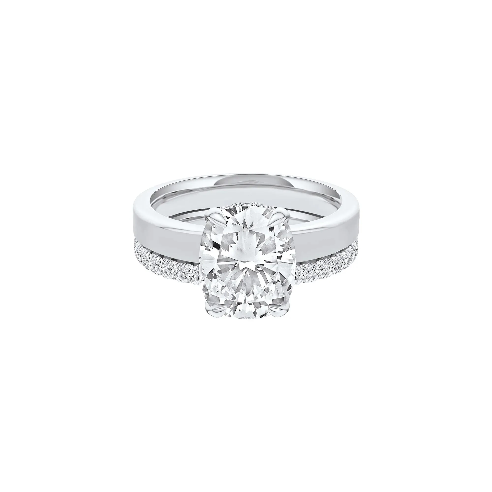 4 CT. Tw. Lab Grown Diamond Elongated Cushion-Cut Engagement Ring 14K White Gold Size 7.5 3mm