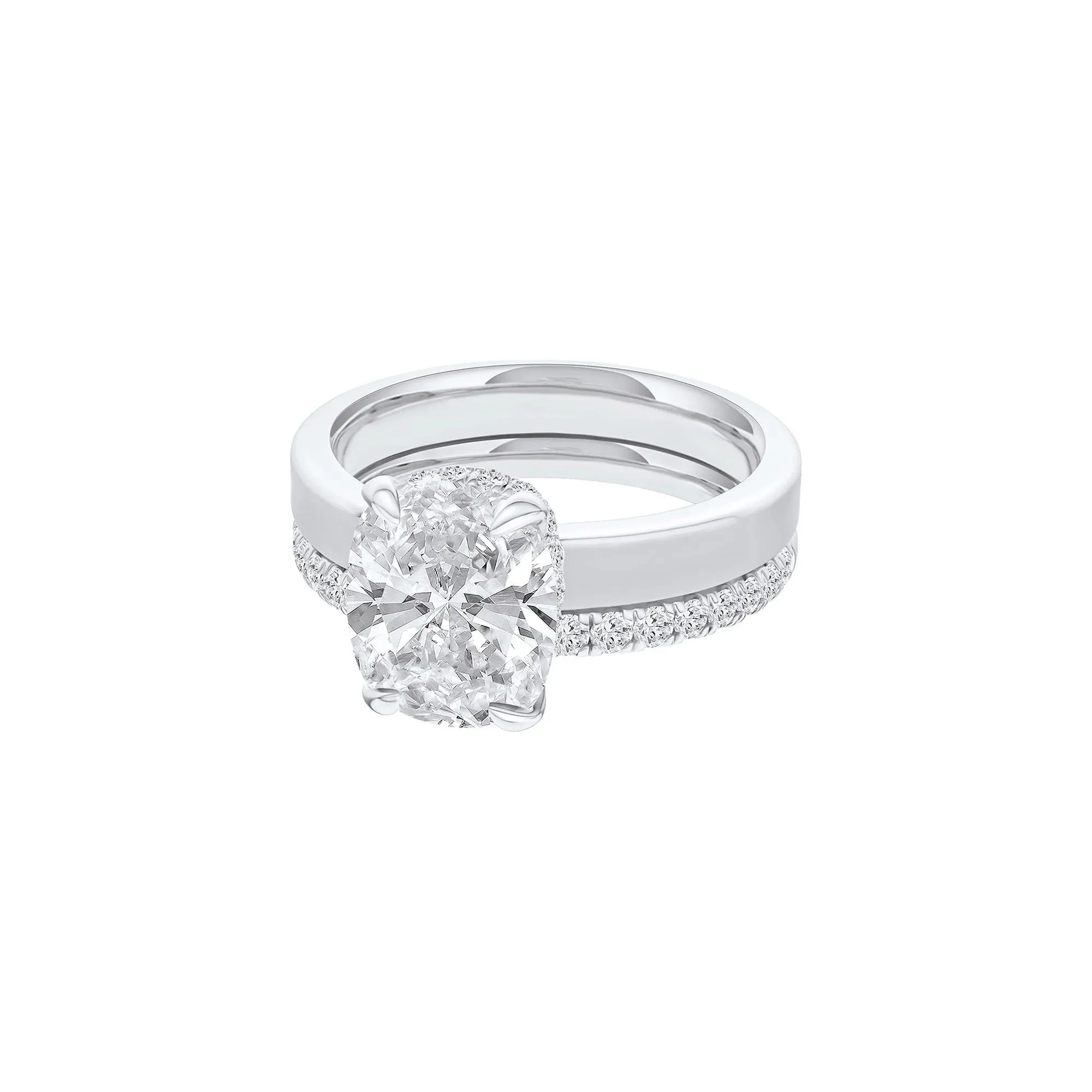 4 CT. Tw. Lab Grown Diamond Elongated Cushion-Cut Engagement Ring 14K White Gold Size 7.5 3mm - Image 4