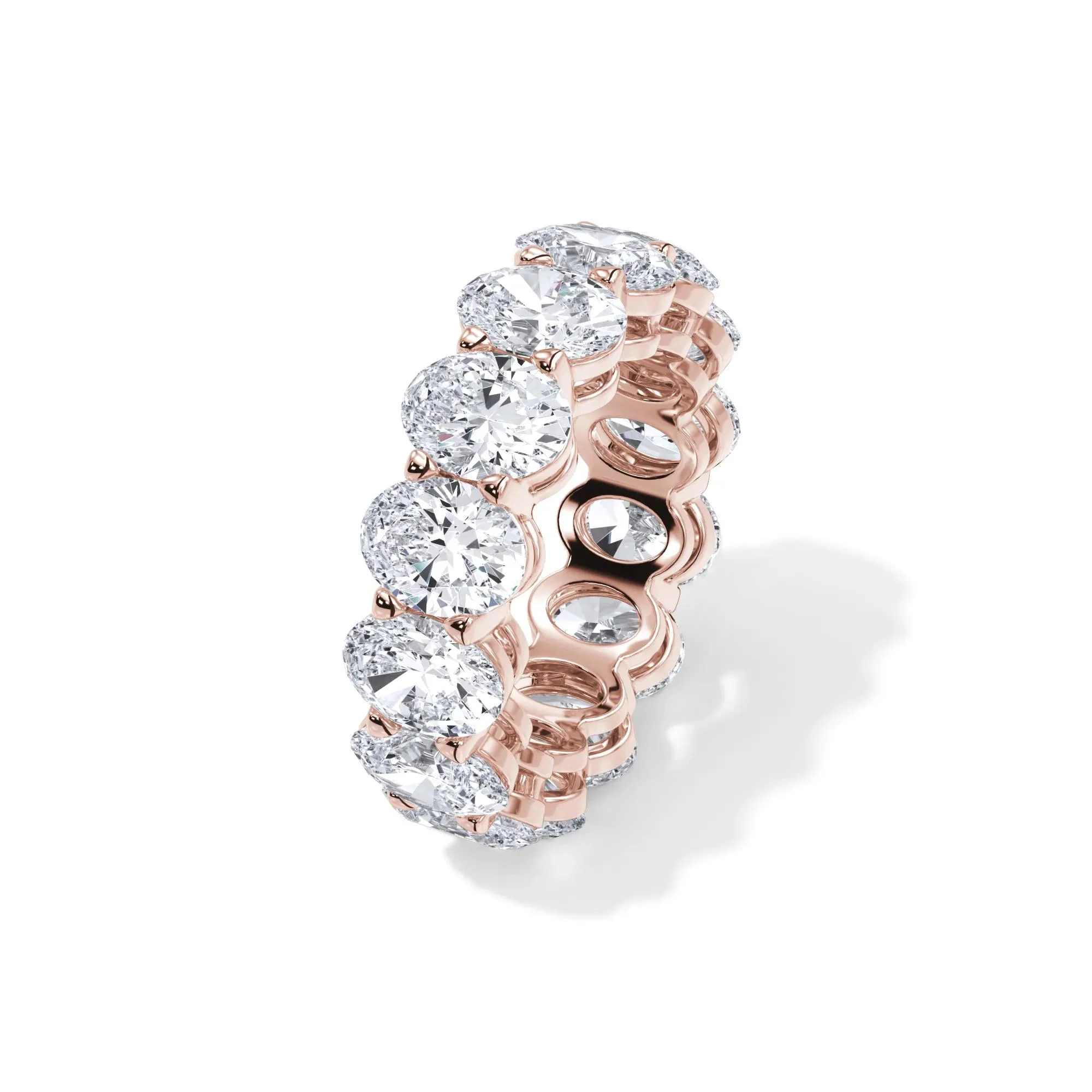10 1/2 CT. Tw. Lab Grown Diamond Oval Eternity Band Ring 18K Rose Gold Size 6 3mm - Image 4