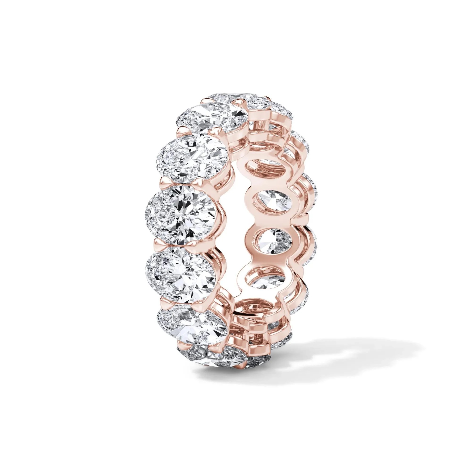 10 1/2 CT. Tw. Lab Grown Diamond Oval Eternity Band Ring 18K Rose Gold Size 7.5 3mm - Image 3