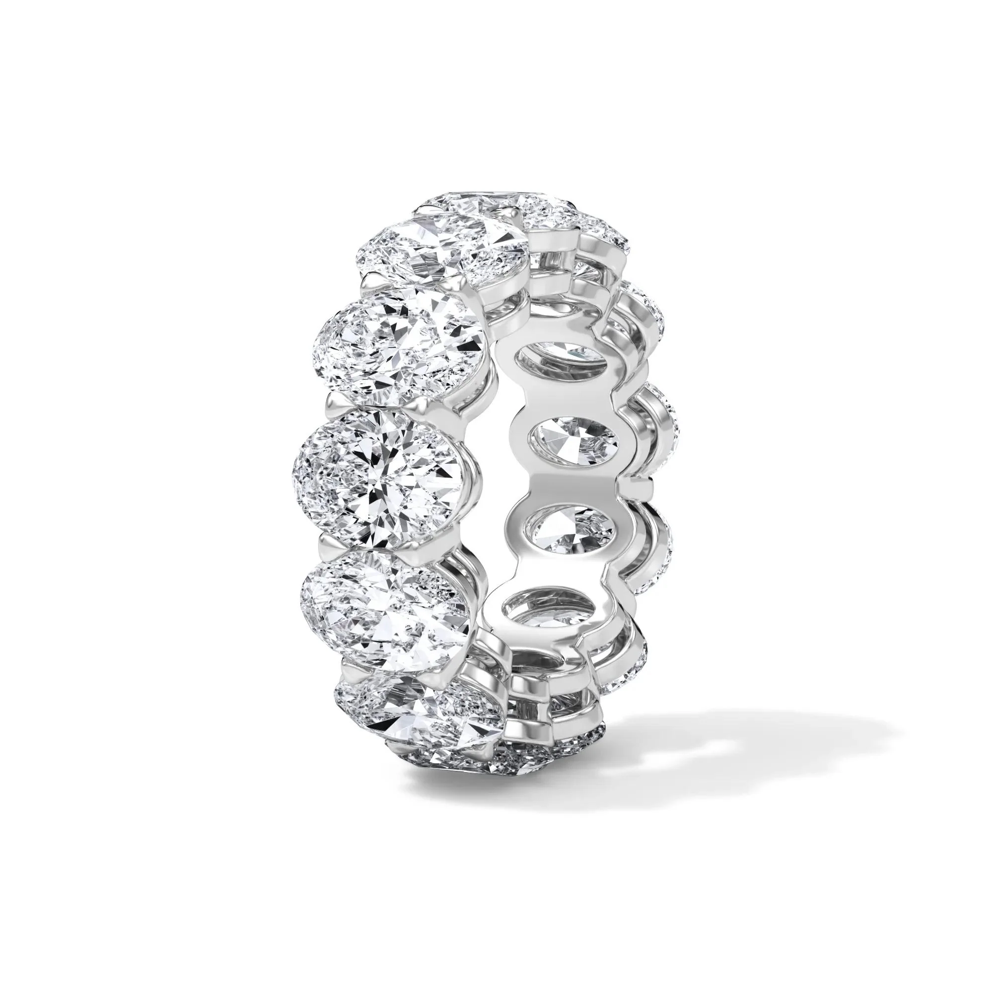 13 CT. Tw. Lab Grown Diamond Oval Eternity Band Ring 18K White Gold Size 4.5 3mm - Image 3