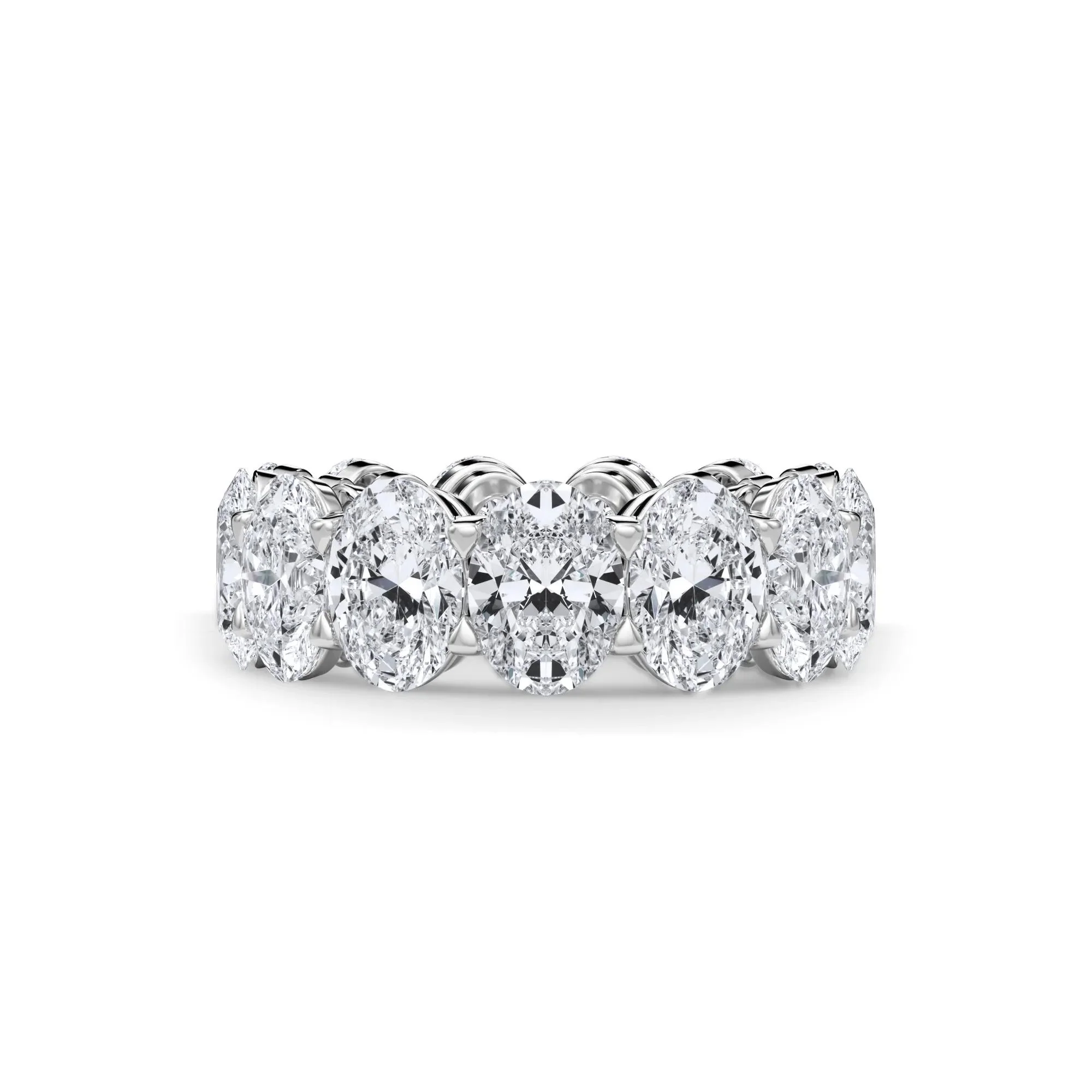 13 CT. Tw. Lab Grown Diamond Oval Eternity Band Ring 18K White Gold Size 7 3mm