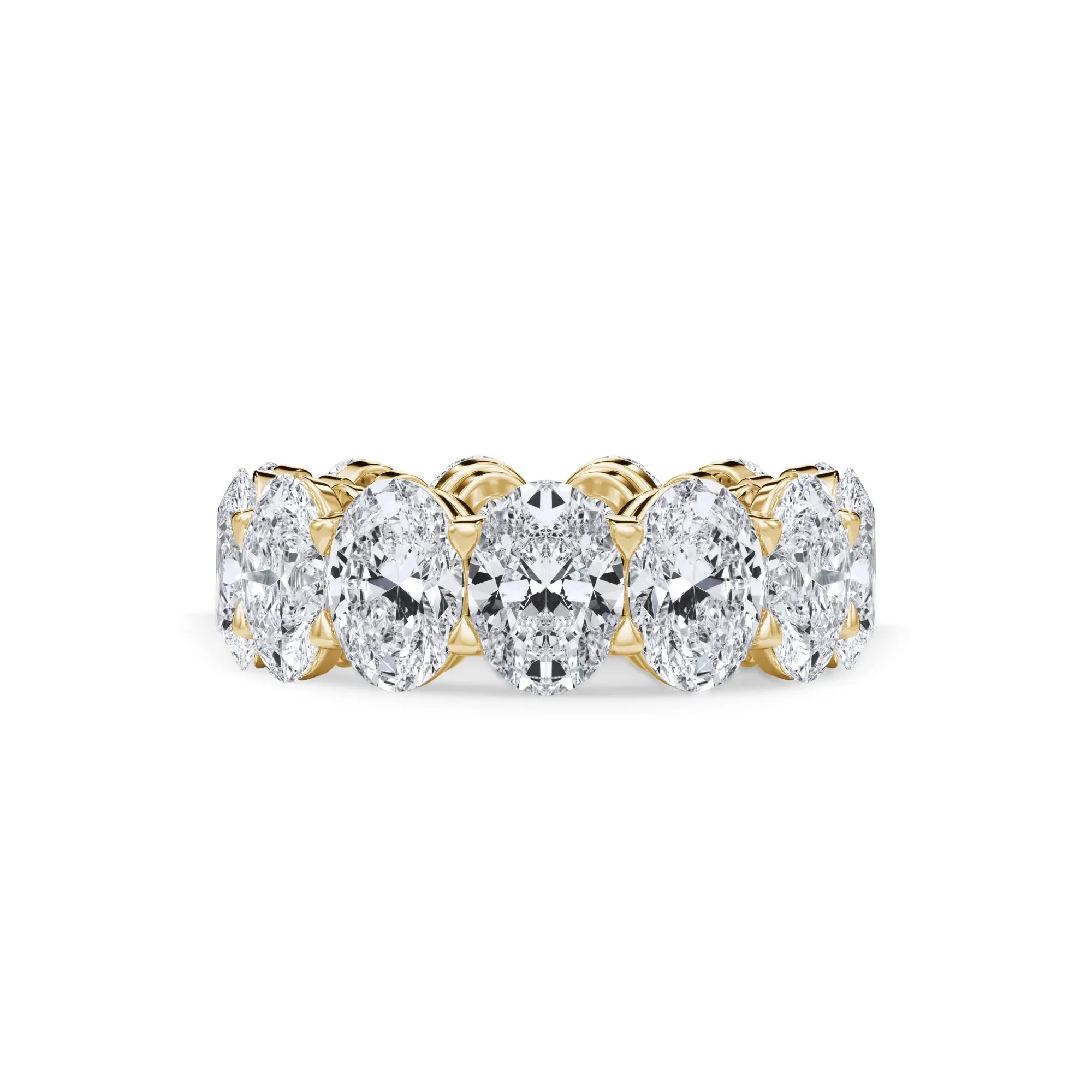 13 CT. Tw. Lab Grown Diamond Oval Eternity Band Ring 18K Yellow Gold Size 7.5 3mm