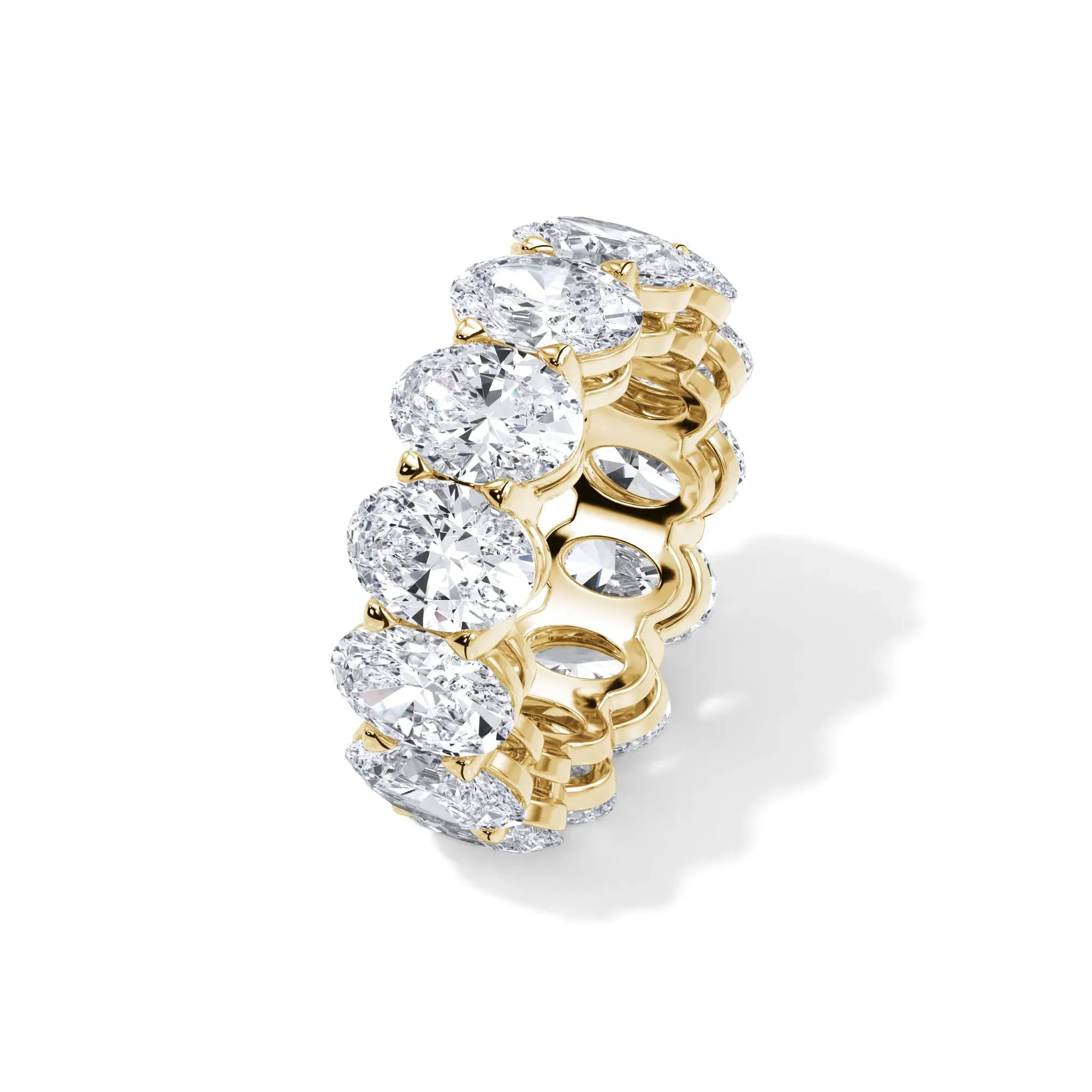 13 CT. Tw. Lab Grown Diamond Oval Eternity Band Ring 18K Yellow Gold Size 7.5 3mm - Image 4