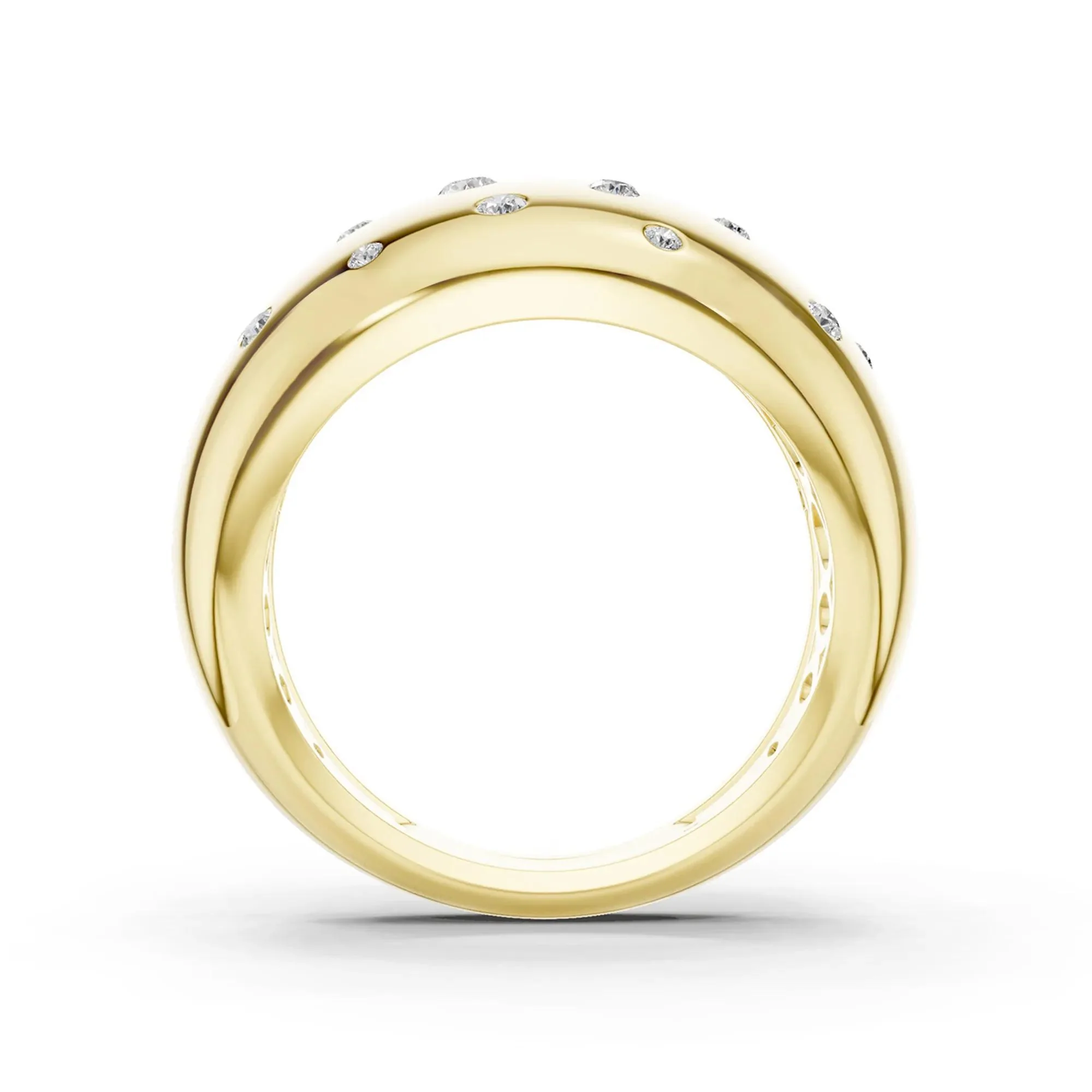 1/5 CT. Tw. Diamond Dot Bubble Ring 10K Yellow Gold Round Brilliant Cut Size 6.5 3mm - Image 3